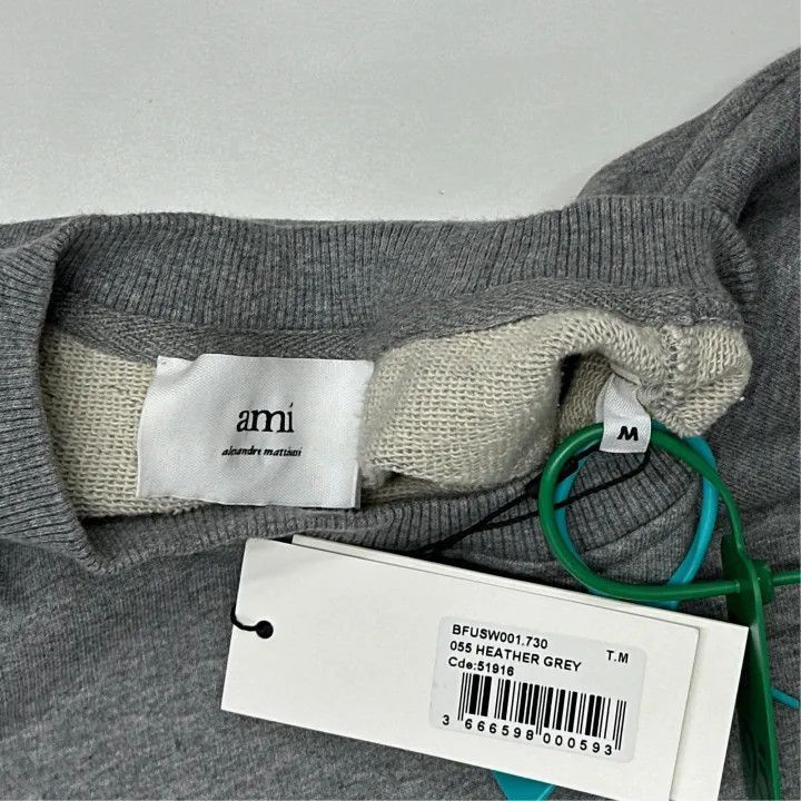 AMI AMIPARIS Red Heart Embroidered Gray Sweatshirt -2507 Size US M / EU 48-50 / 2 - 3 Thumbnail