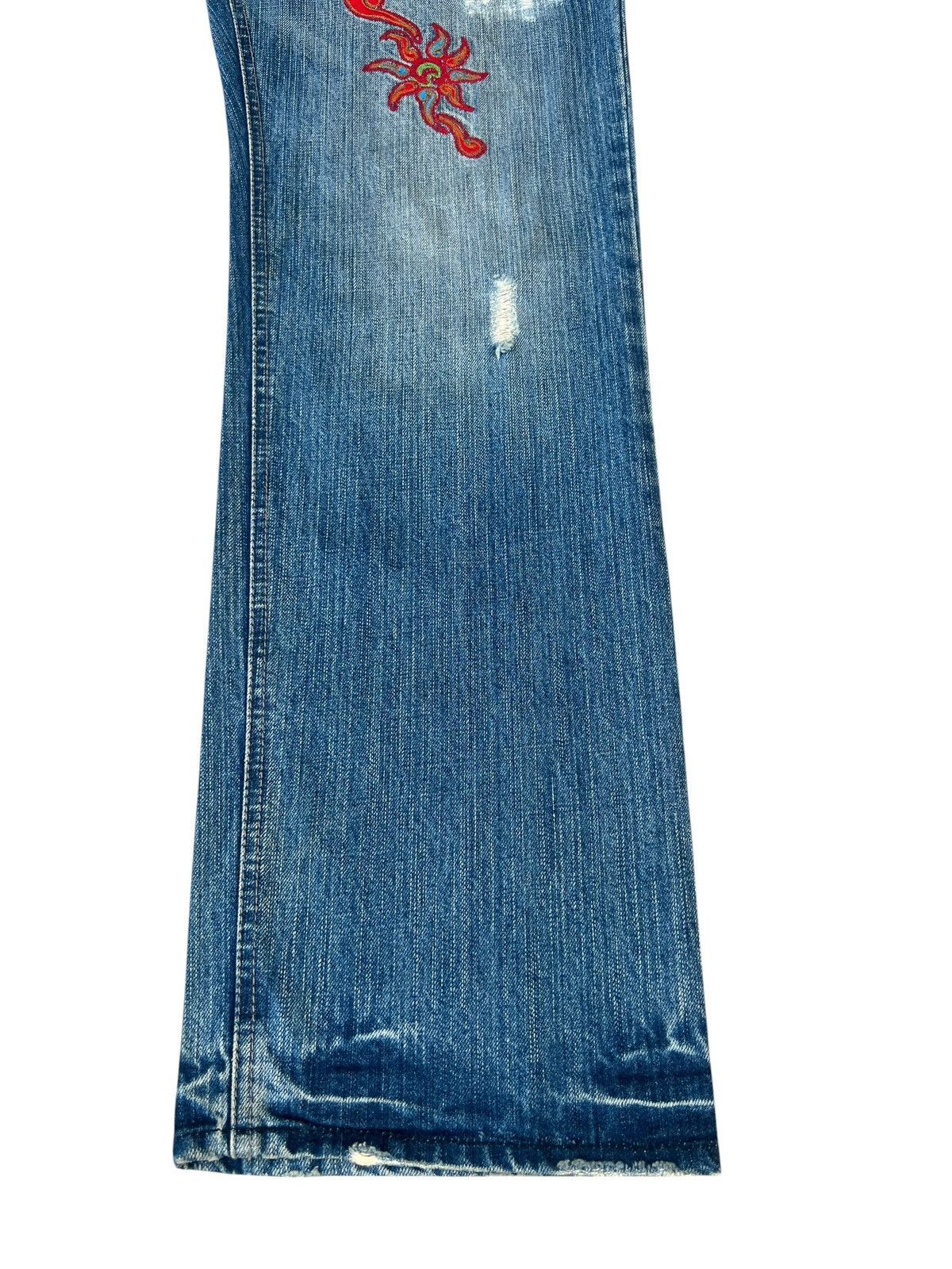 Vintage Vintage Global Work Ortega Embroidery Rips Distressed Denim Size US 31 - 13 Thumbnail