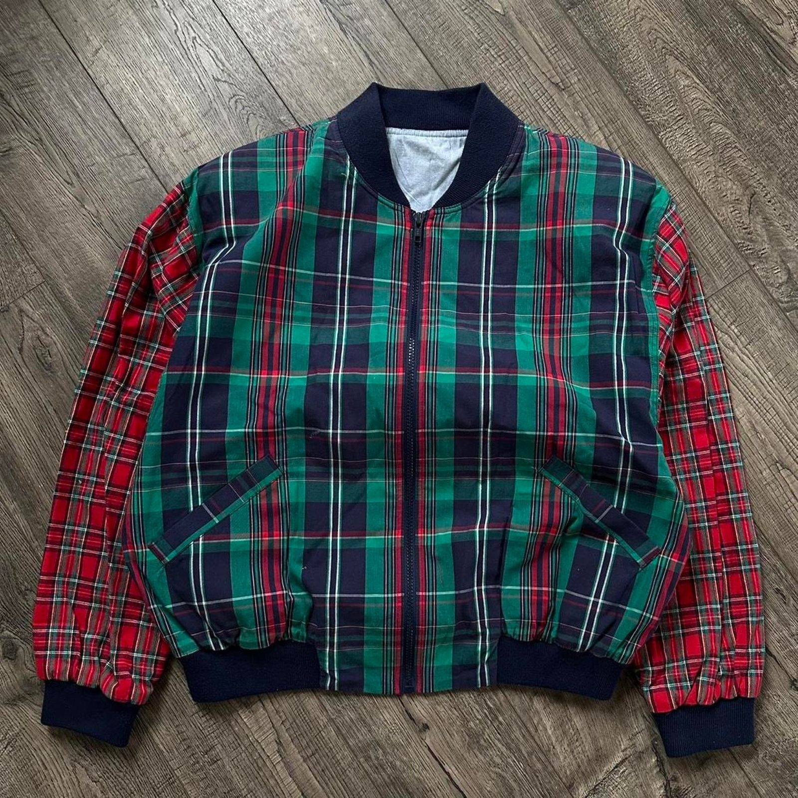Vintage Epic Vintage 80s Custom Cut & Sew Plaid Bomber Zip Up Jacket Size US M / EU 48-50 / 2 - 1 Thumbnail