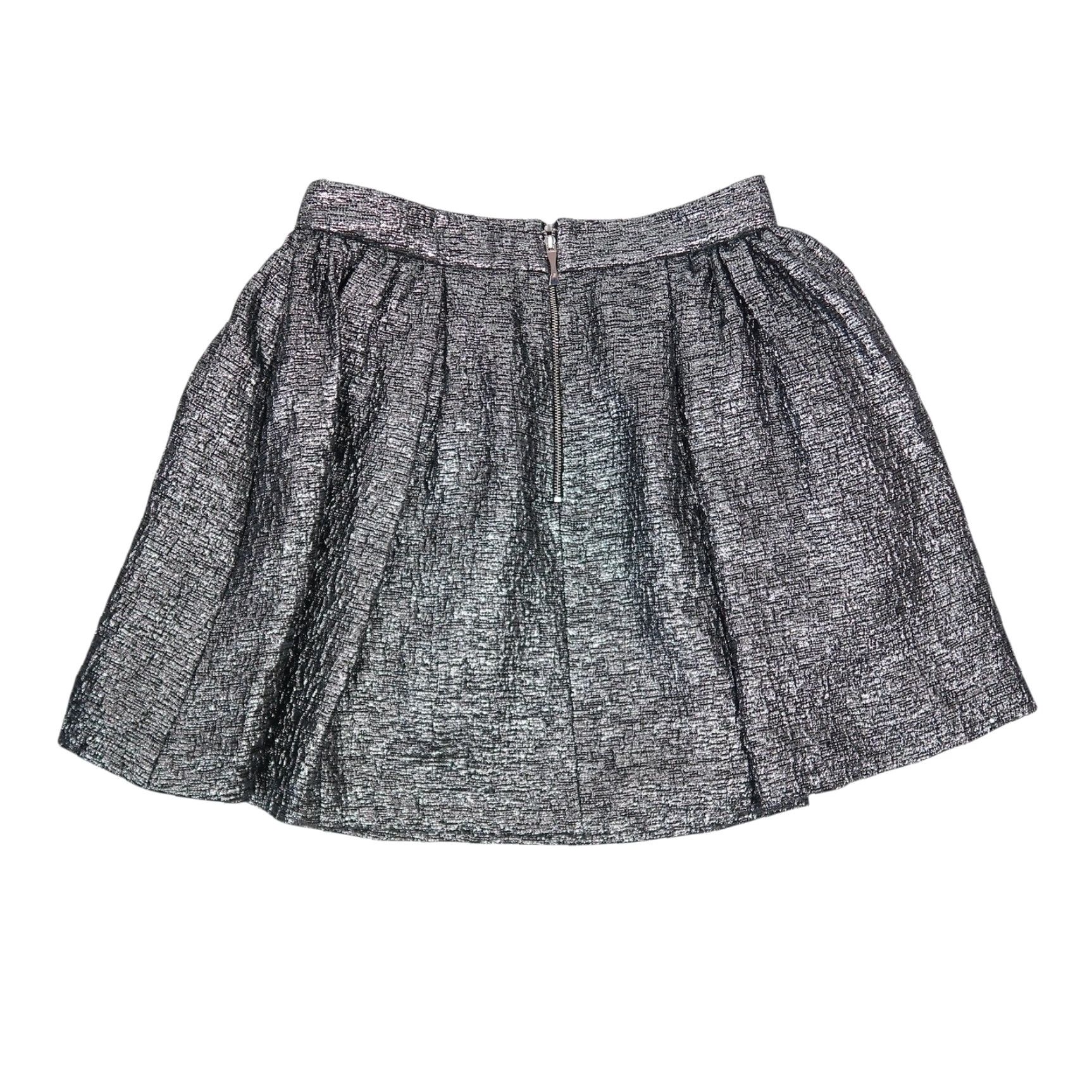 Vintage Kate Spade Aimee Gunmetal Metallic Silver Mini Pleated Bubble Skirt 6 Women Wool Nylon Formal Party/Cocktail Short Zip Silk Cotton Lined Size 28" / US 6 / IT 42 - 3 Thumbnail