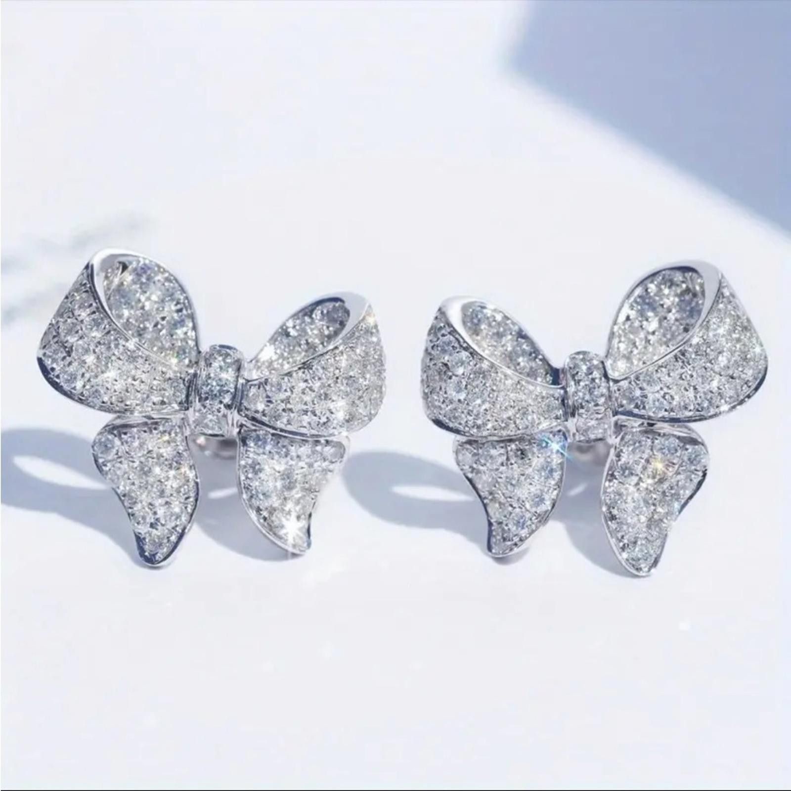 Designer 0.5 Ct Round Cut Simulated Diamond Bow Knot Stud Earrings Size ONE SIZE - 1 Thumbnail