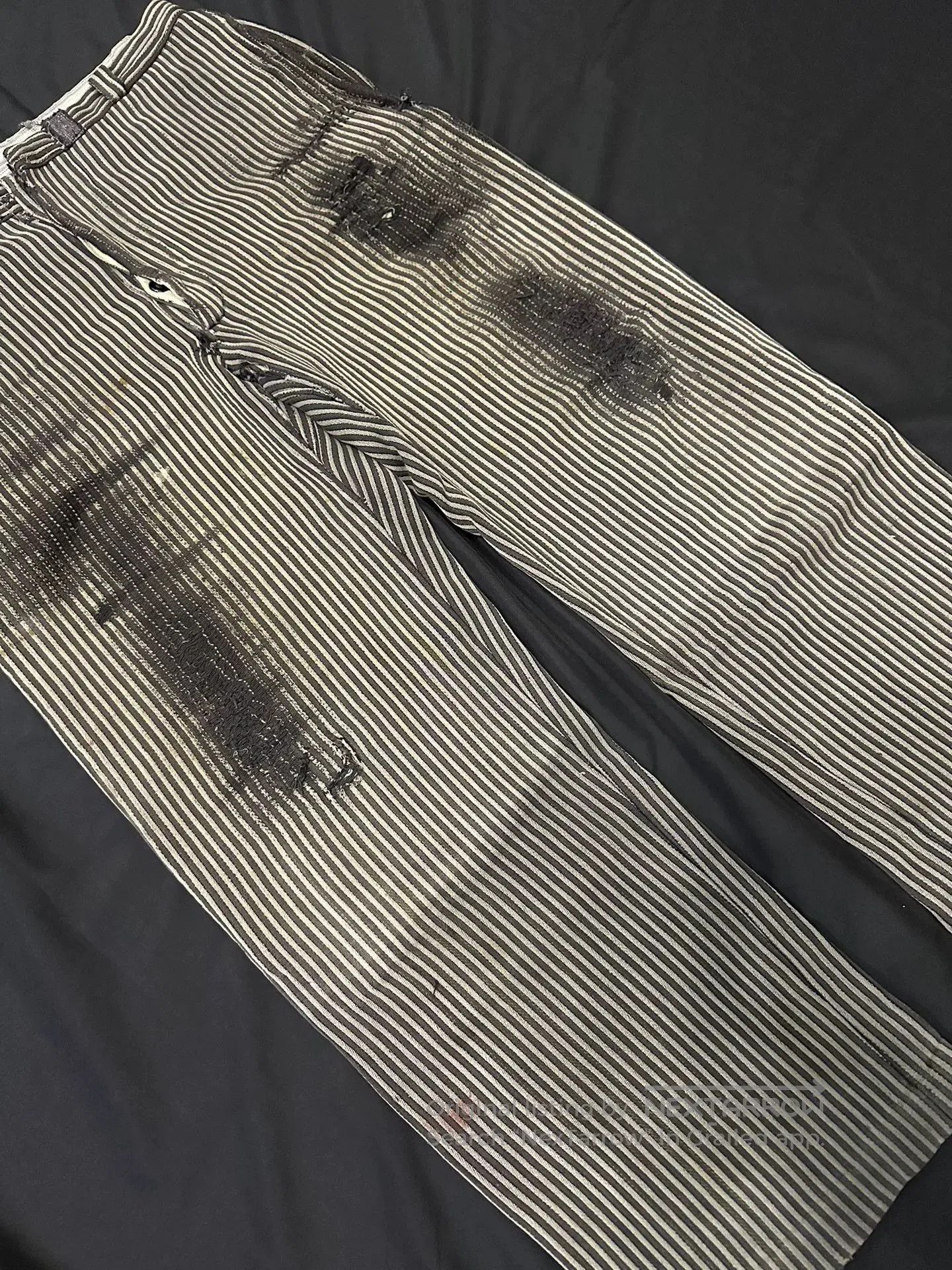 Vintage Vintage 40s French Workwear Striped Cargo Pants. Size US 36 / EU 52 - 3 Thumbnail