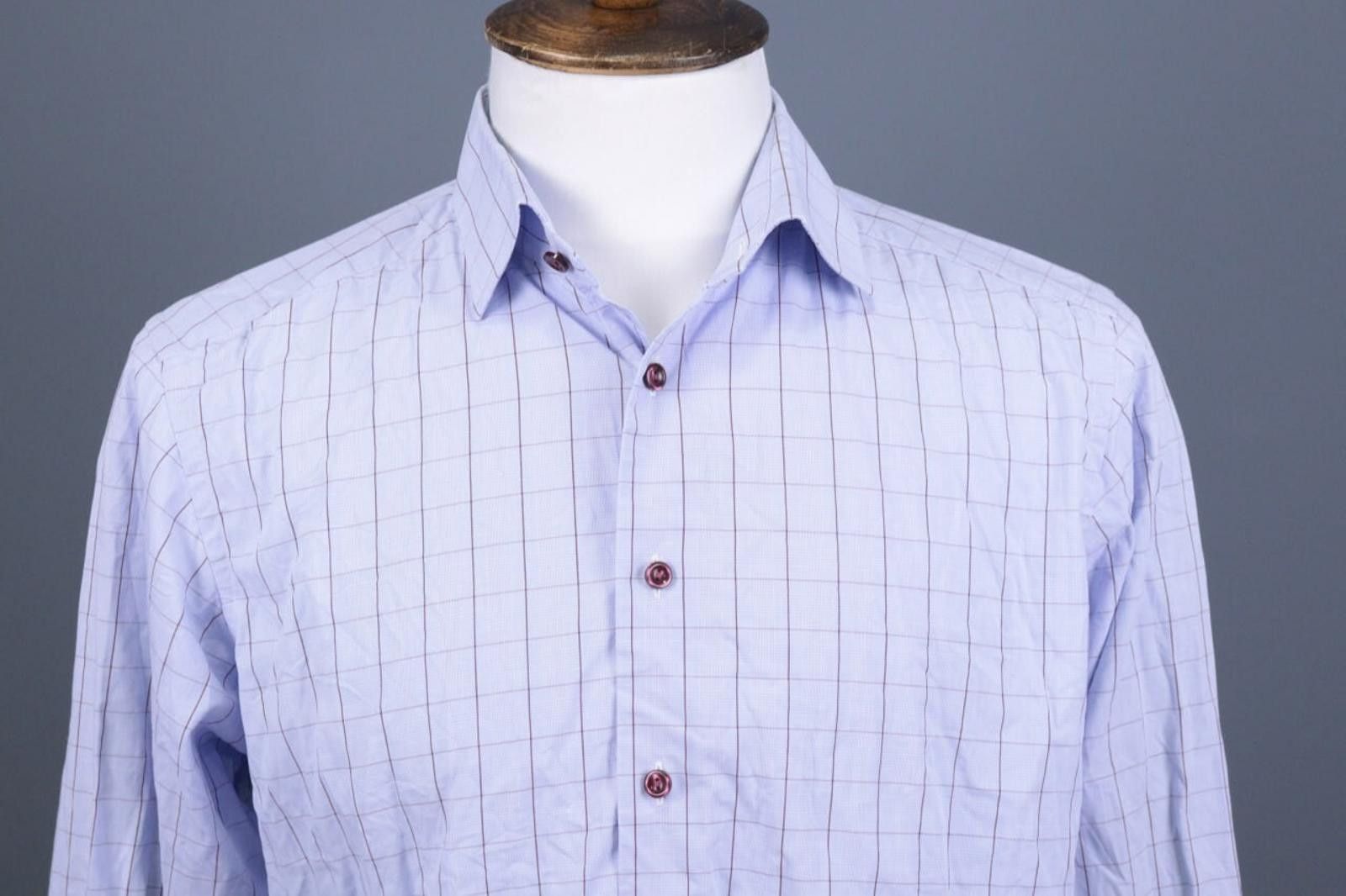 Eton Eton Contemporary Poplin Check Blue Shirt Size 42 / 16.5 Size US M / EU 48-50 / 2 - 4 Thumbnail