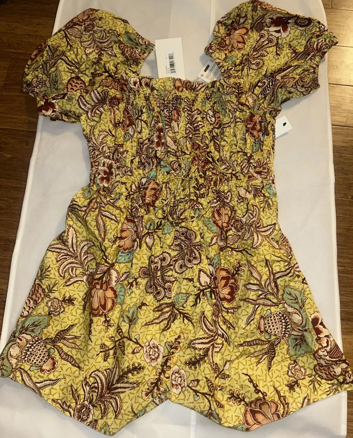 Ulla Johnson ULLA JOHNSON Alo shirred printed cotton-poplin playsuit Size 30" / US 8 / IT 44 - 4 Thumbnail