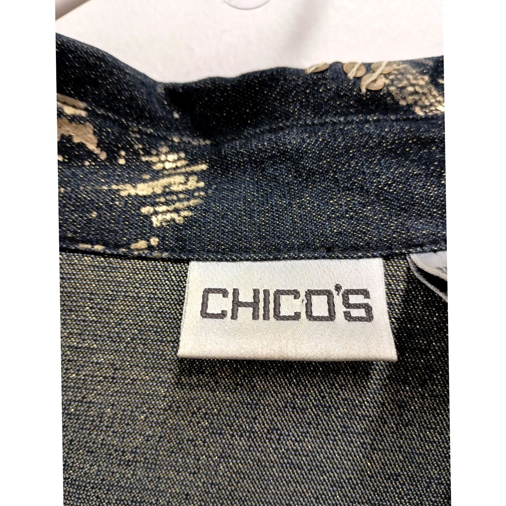 Vintage Chicos Jacket Womens Large Blue Denim Gold Floral Beaded BOHO Outdoor Size L / US 10 / IT 46 - 5 Thumbnail