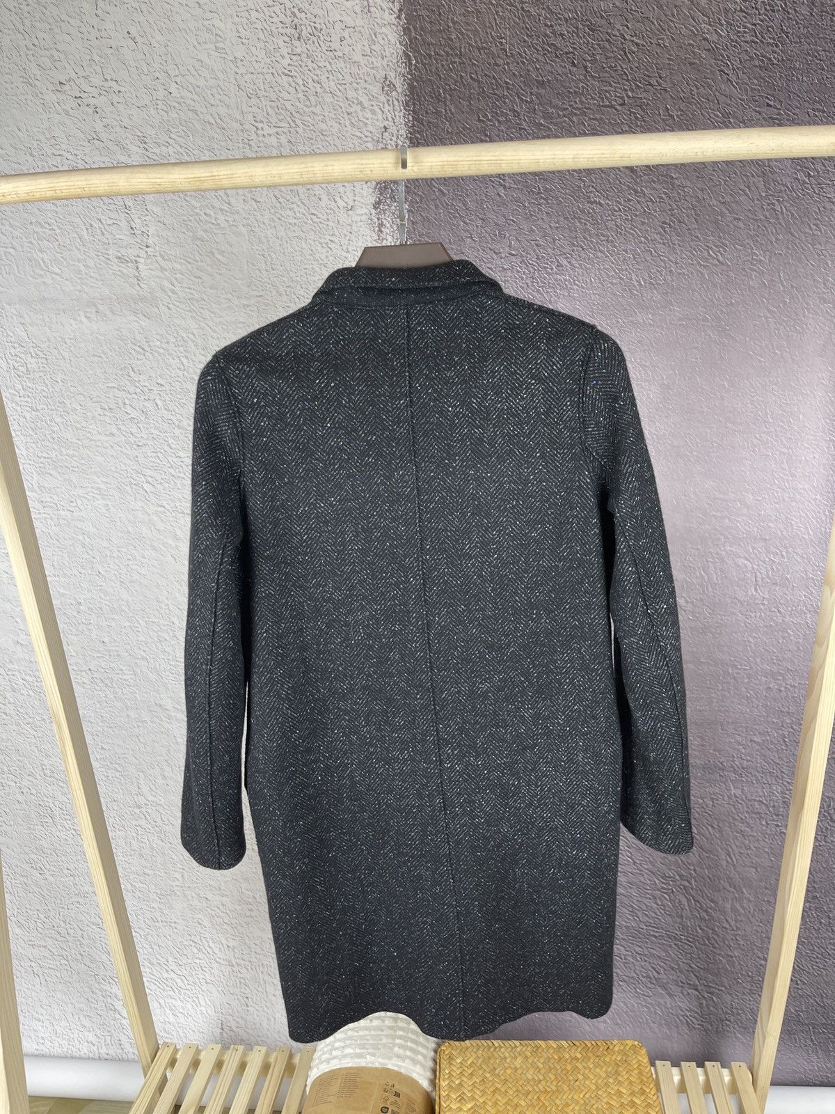 Harris Wharf London black dot wool coat single breasted