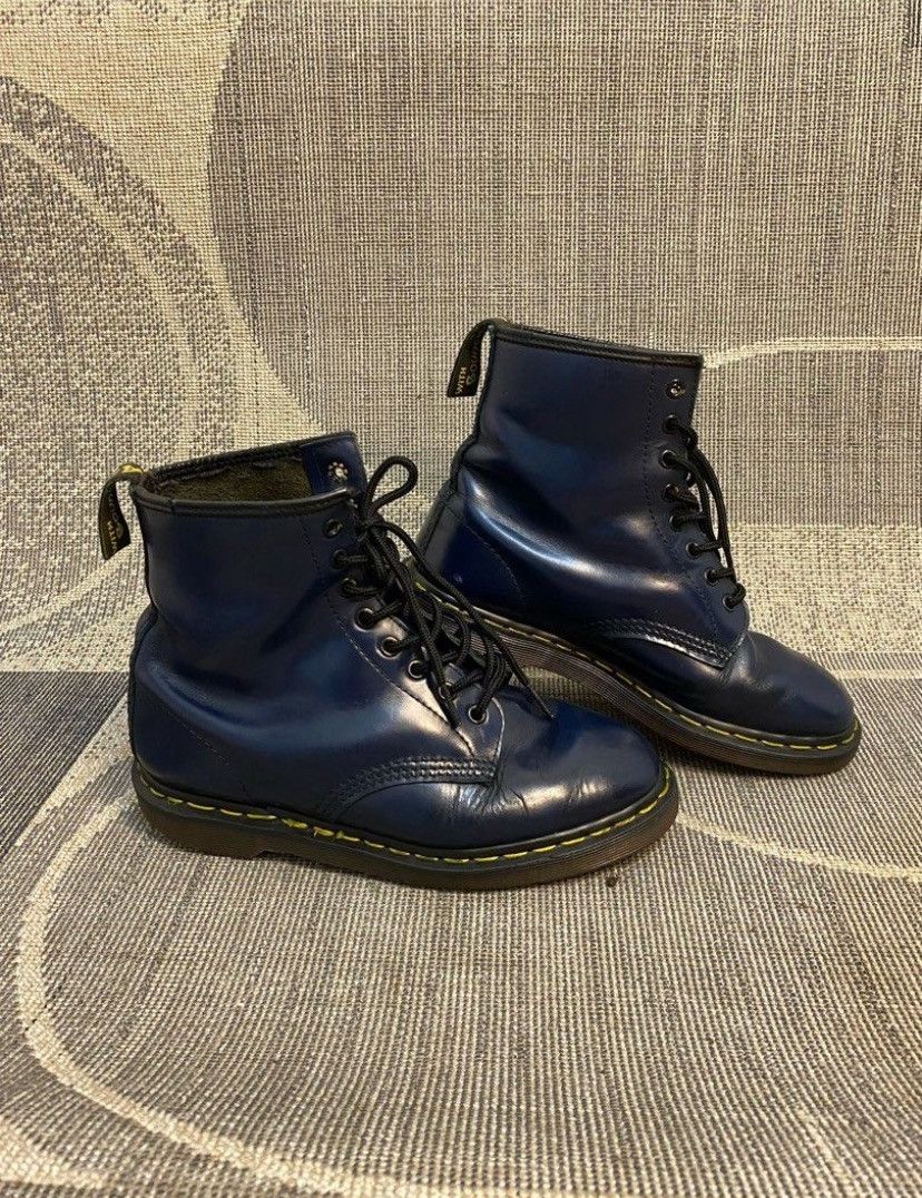 Blue Dm Chukka Boots Dr Martens Vintage Blue Canvas Fabric Air Wair Boots  Size