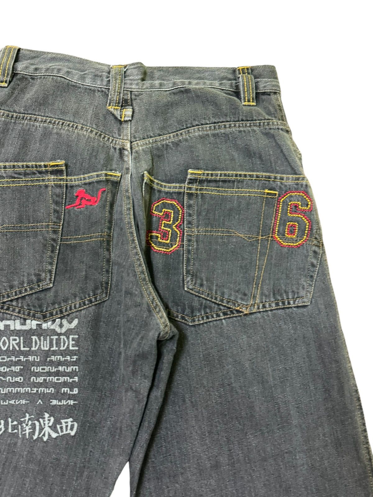 DrunknMunky × Japanese Brand Baggy DRUNKN MUNKY Embroidery Logo Poem Design Denim Size US 28 / EU 44 - 10 Thumbnail