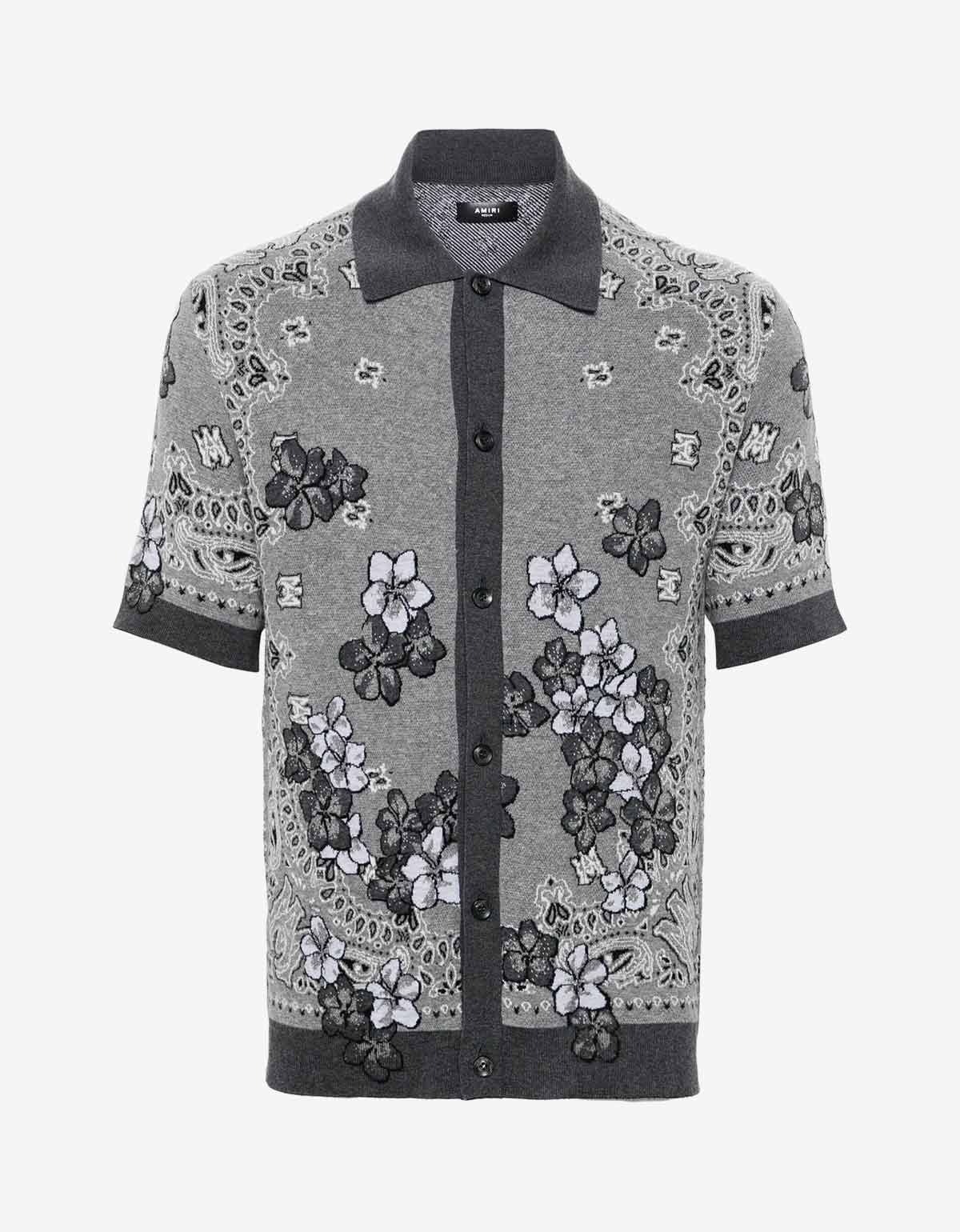 Amiri Amiri Black Bandana Floral Polo Shirt Size US L / EU 52-54 / 3 - 1 Thumbnail