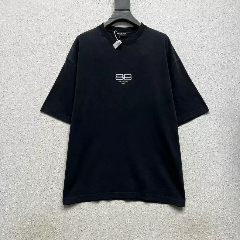 Balenciaga Balenciaga Black BB Embroidered Slogan Logo Short Sleeve Size US M / EU 48-50 / 2 - 1 Thumbnail