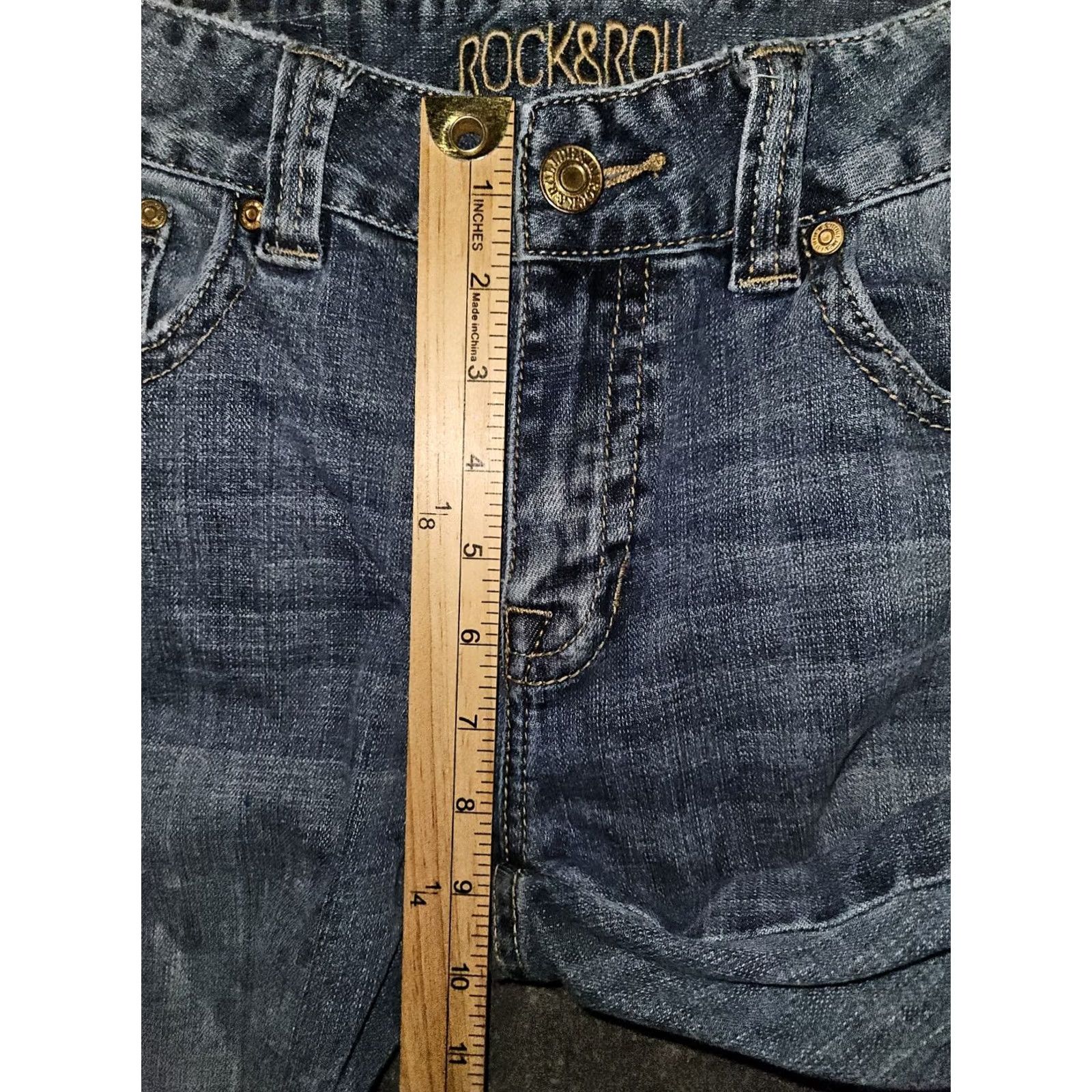 Vintage VINTAGE Rock & Roll Cowgirl Jeans Mid Rise Flare 30x36 Blue Distressed Embroidered Logo Pockets Womens Size 26" / US 2 / IT 38 - 5 Thumbnail
