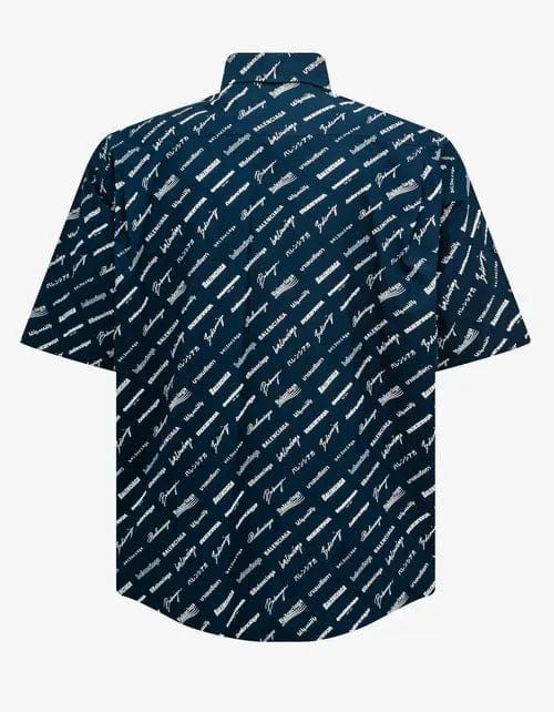 Balenciaga Balenciaga Blue Logomania Large Short Sleeve Shirt Size US S / EU 44-46 / 1 - 2 Thumbnail