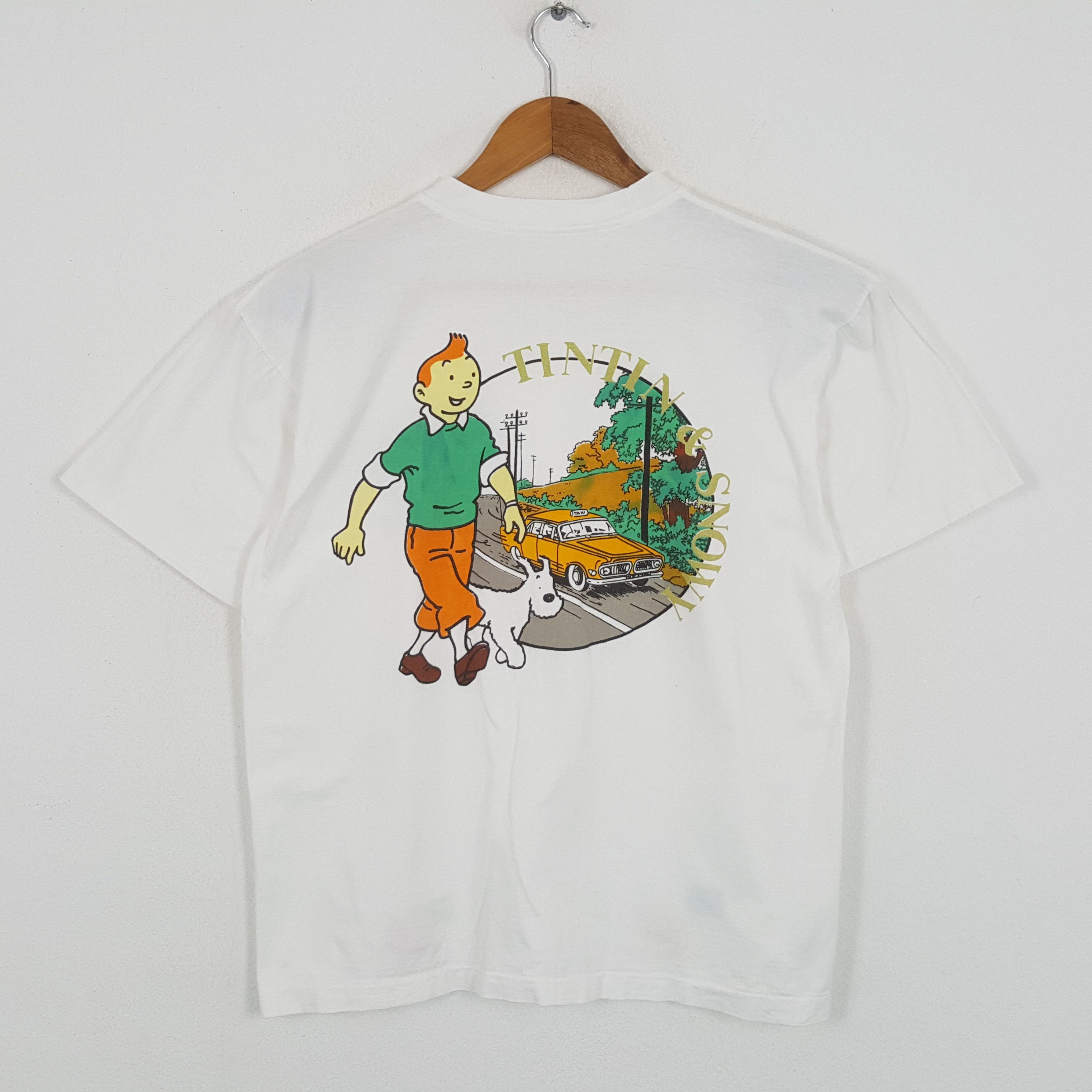 Vintage Vintage THE ADVENTURES OF TINTIN American Cartoon T-Shirt Size US L / EU 52-54 / 3 - 1 Thumbnail