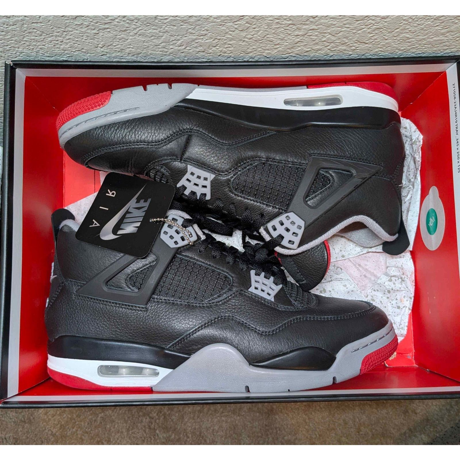 Jordan Brand Air Jordan 4 Retro Bred Reimagined Size 10.5 w/ OG Box 2024 Size US 10.5 / EU 43-44 - 8 Thumbnail