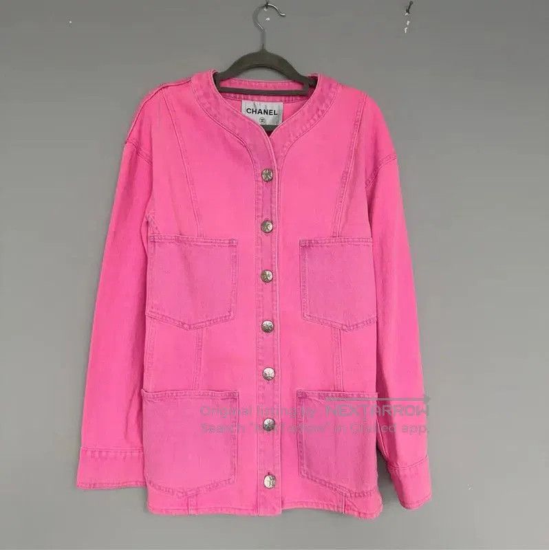 Chanel Chanel Pink Denim Long Sleeve Cardigan . Size M / US 6-8 / IT 42-44 - 1 Thumbnail