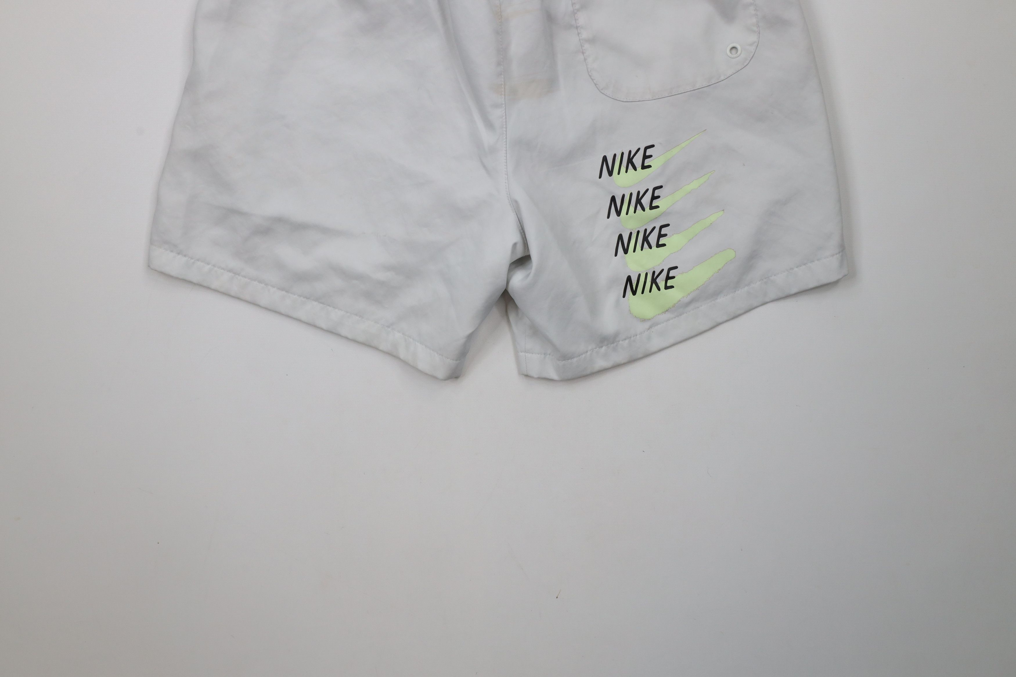 Nike × Vintage Nike Spell Out Big Logo Lined Woven Festival Shorts Gray Size US 32 / EU 48 - 15 Thumbnail