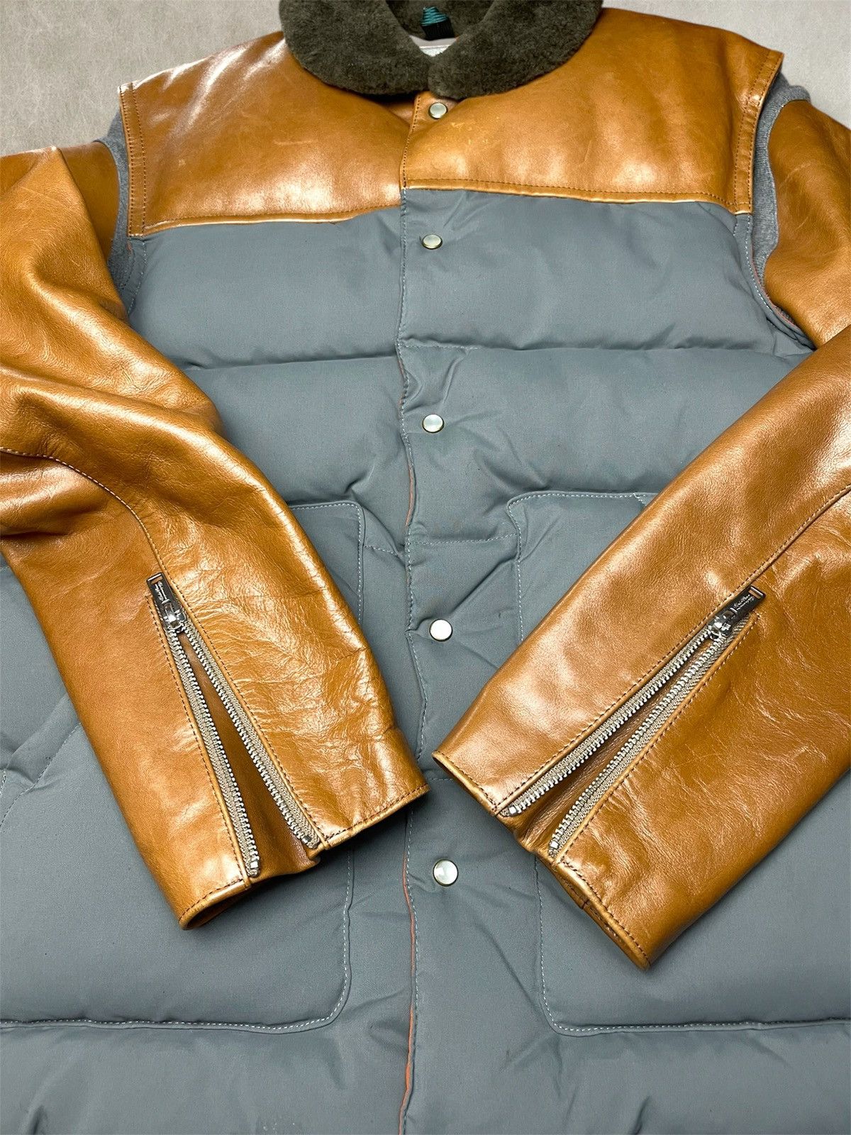 Undercover AW2012 Undercover leather sleeve down feather puffer jacket Size US L / EU 52-54 / 3 - 7 Thumbnail