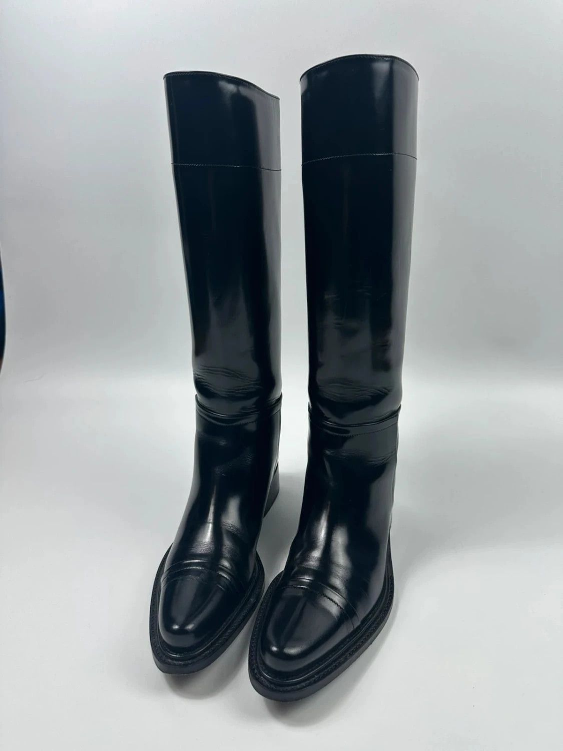 Prada Prada SS2014 Black Leather Vernis Patent Boots Pointy Toe Size US 6 / IT 36 - 11 Thumbnail