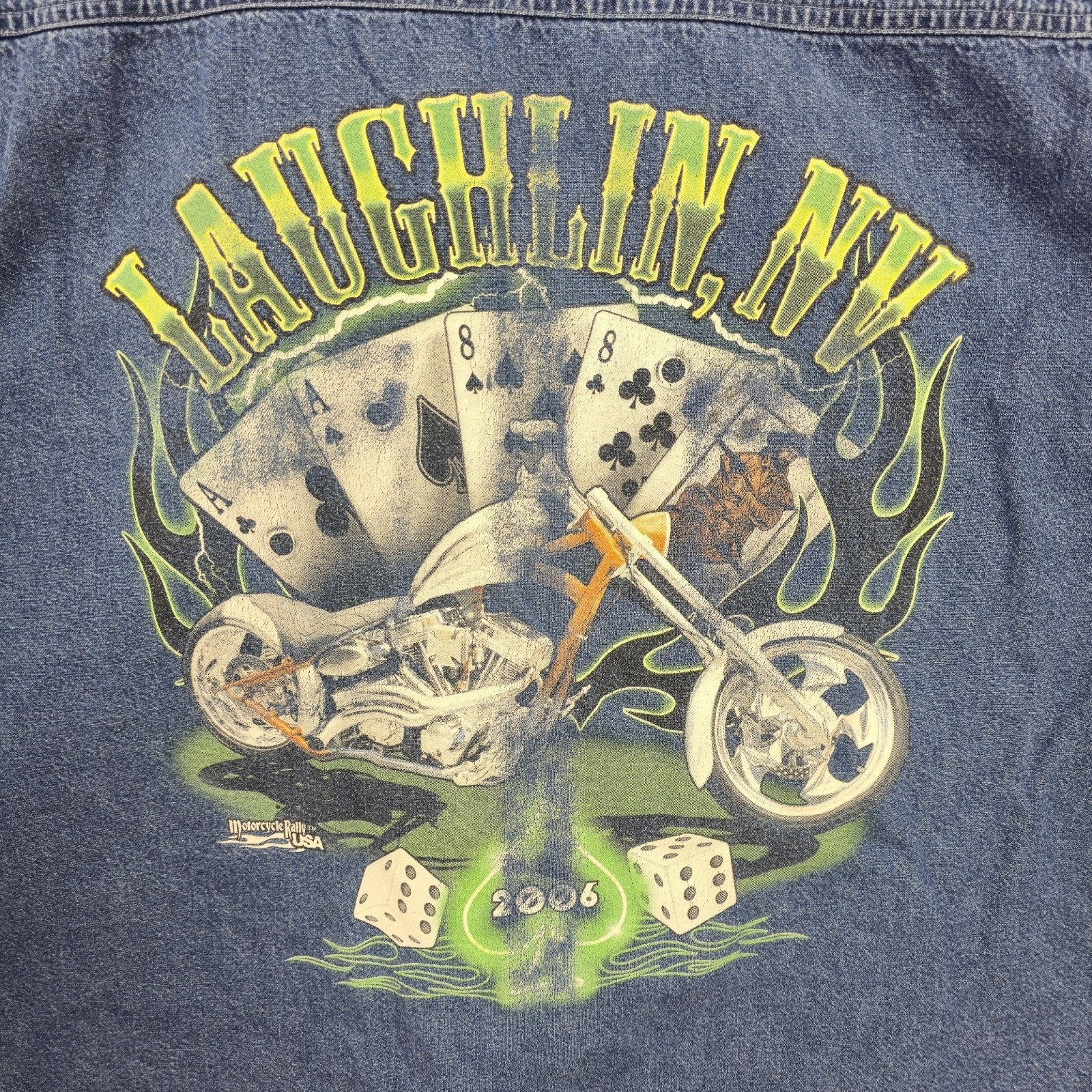 Other Laughlin Nevada Motorcycle Rally Denim Shirt Med 2006 Y2K Size US M / EU 48-50 / 2 - 9 Thumbnail