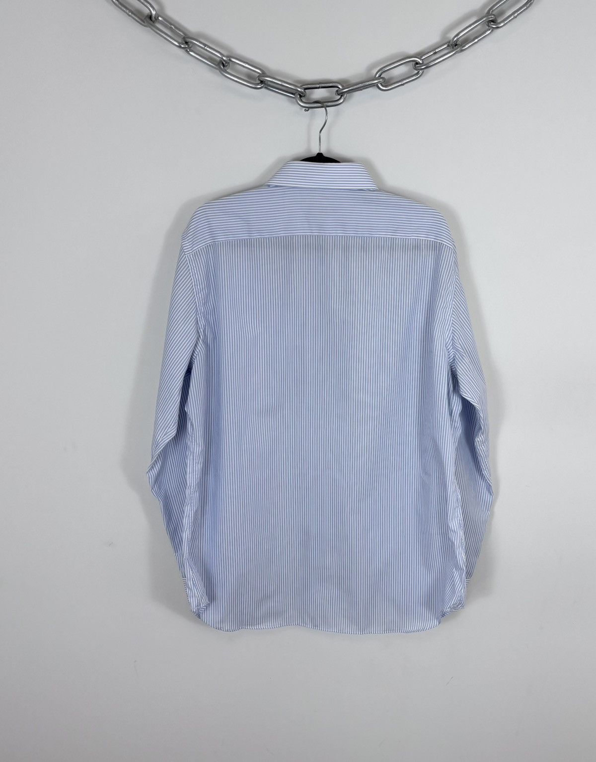 Corneliani Corneliani Men’s Light Blue Striped Button Up Dress Shirt Size US XL / EU 56 / 4 - 15 Thumbnail