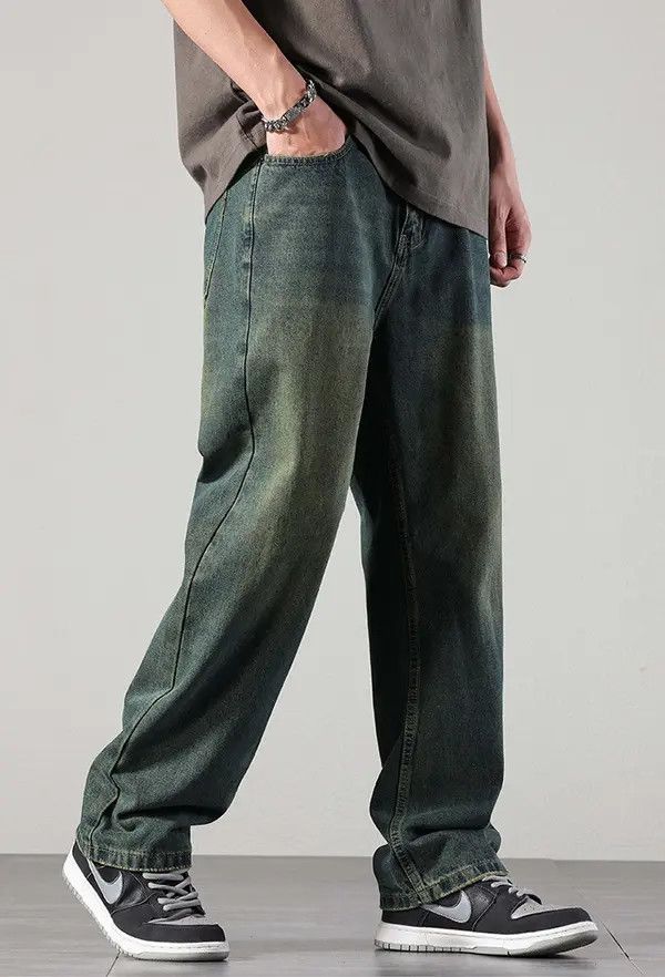 Japanese Brand Classic retro casual versatile olive green jeans Size US 32 / EU 48 - 3 Thumbnail