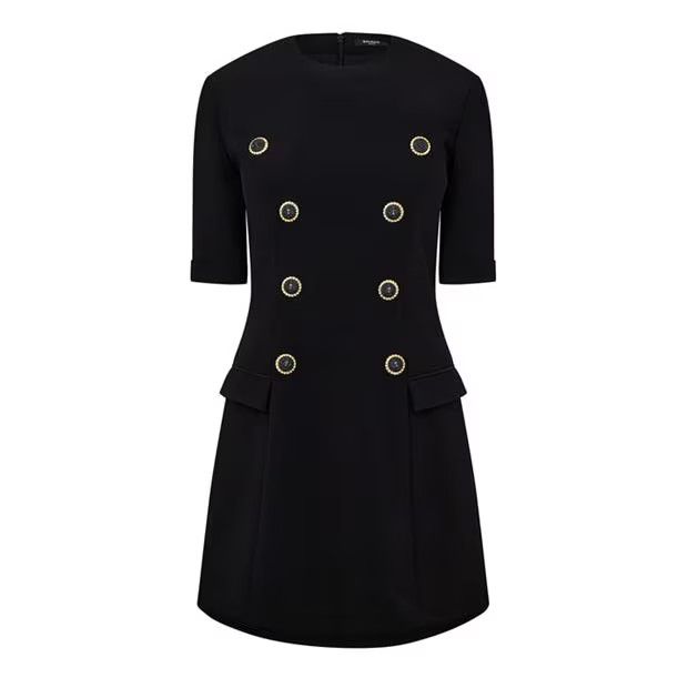 Balmain o1g2r1mq0924 Buttoned Crepe Dress in Noir Size XS / US 0-2 / IT 36-38 - 1 Thumbnail