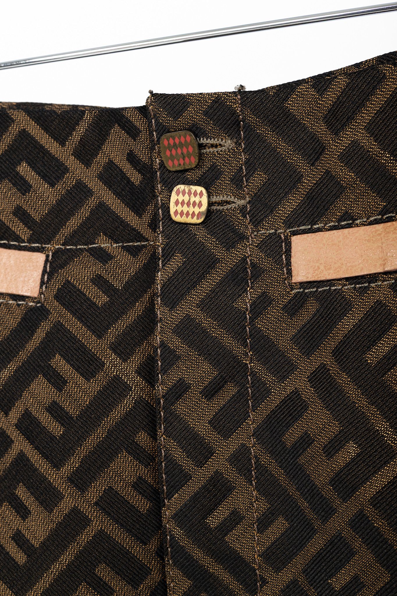 Fendi Fendi Brown Zucca-Monogram Leather-Trim Pencil Skirt Size 27" / US 4 / IT 40 - 7 Thumbnail