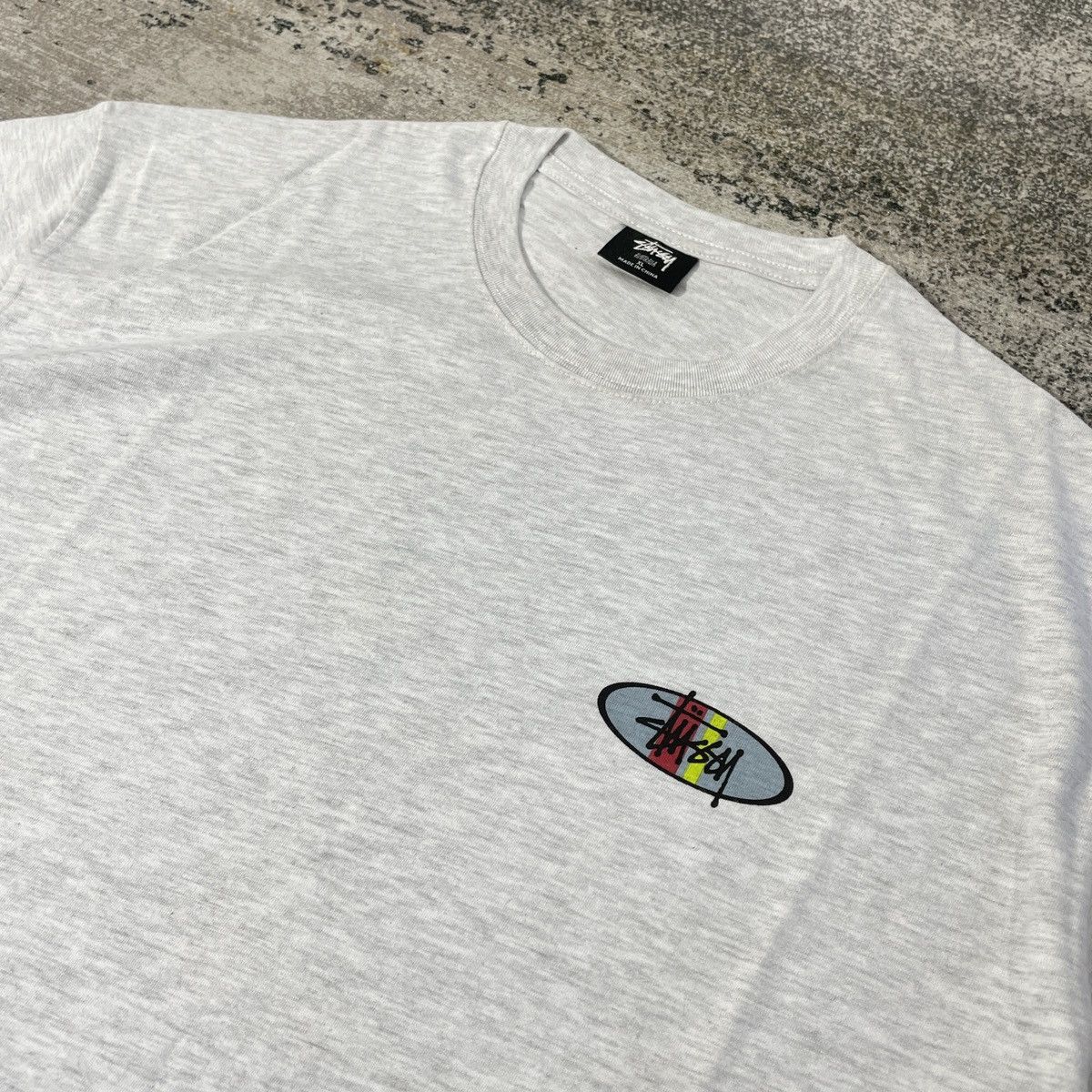 Stussy × Vintage Stussy Oval Tshirt Ash Heather XL Size US XL / EU 56 / 4 - 4 Thumbnail