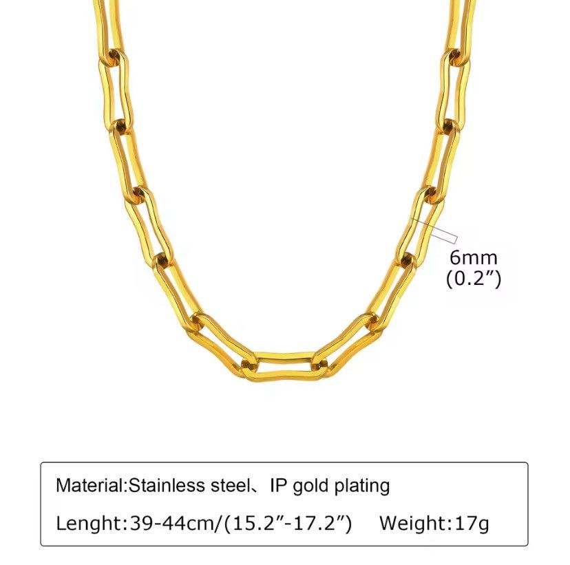 Other 6mm Geometric Bold Oval Rectangle Link Chain Necklace Size ONE SIZE - 3 Thumbnail
