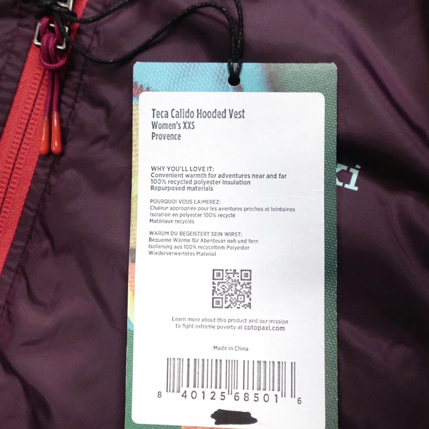 Cotopaxi Cotopaxi Teca Calido Water Repellent Hooded Vest Provence Women's XXS Multicolor Vest Womens XXS COTOPAXI Teca Calido Size XXS / US 00 / IT 34 - 2 Thumbnail