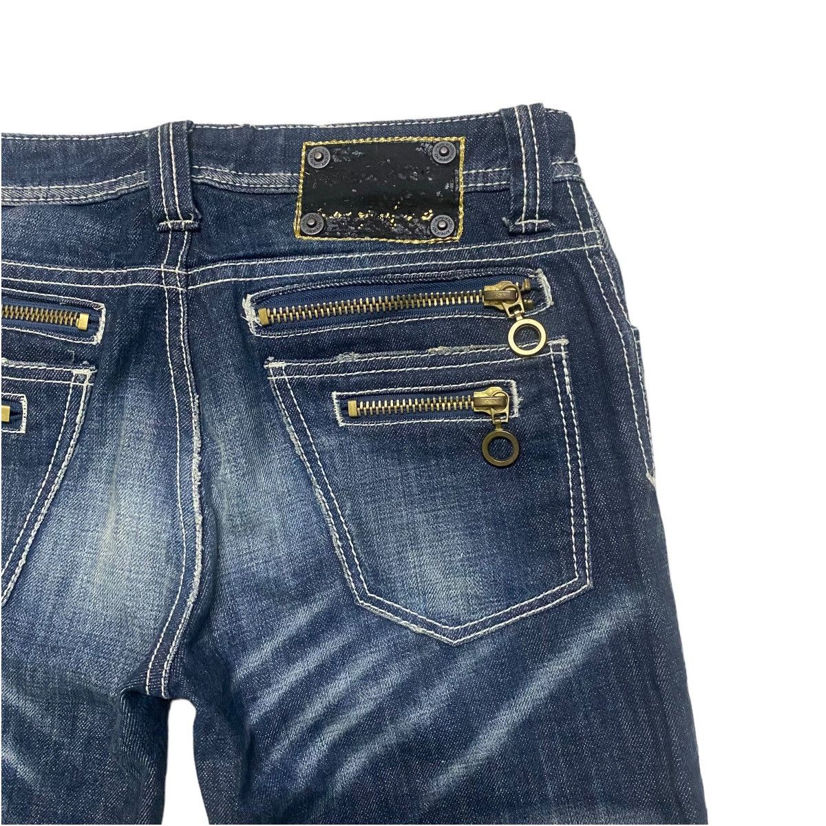 Japanese Brand ARMY OF NO Whisker Denim Flare Jeans Size US 30 / EU 46 - 11 Thumbnail