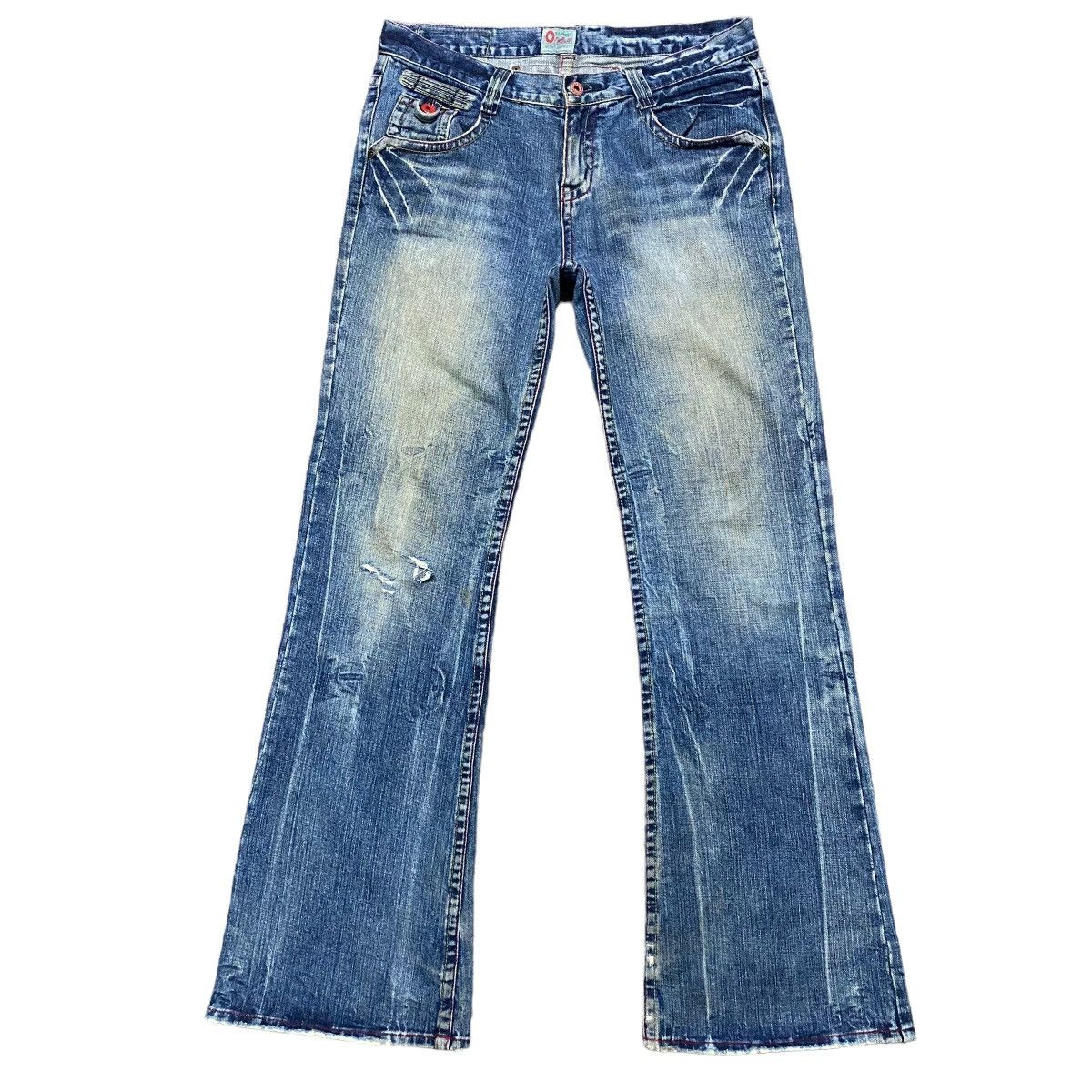 Japanese Brand Ozz-First Pinball Mudwash Denim Flare Jeans Size US 33 - 2 Thumbnail