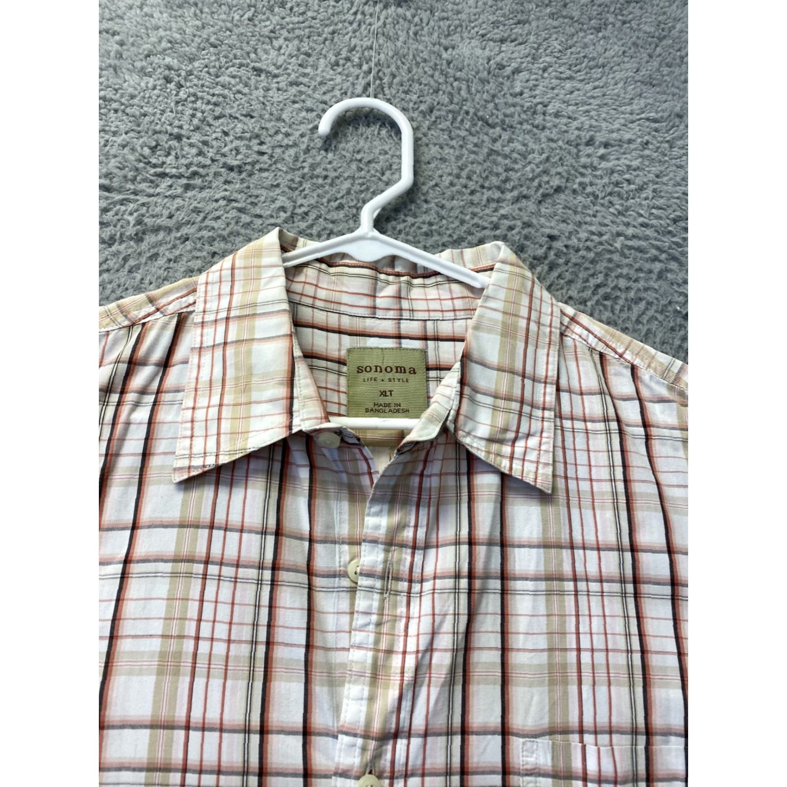Alife Sonoma Life & Style Mens XLT Plaid Short Sleeve Shirt Brown/ 96-23 Size US XL / EU 56 / 4 - 2 Thumbnail