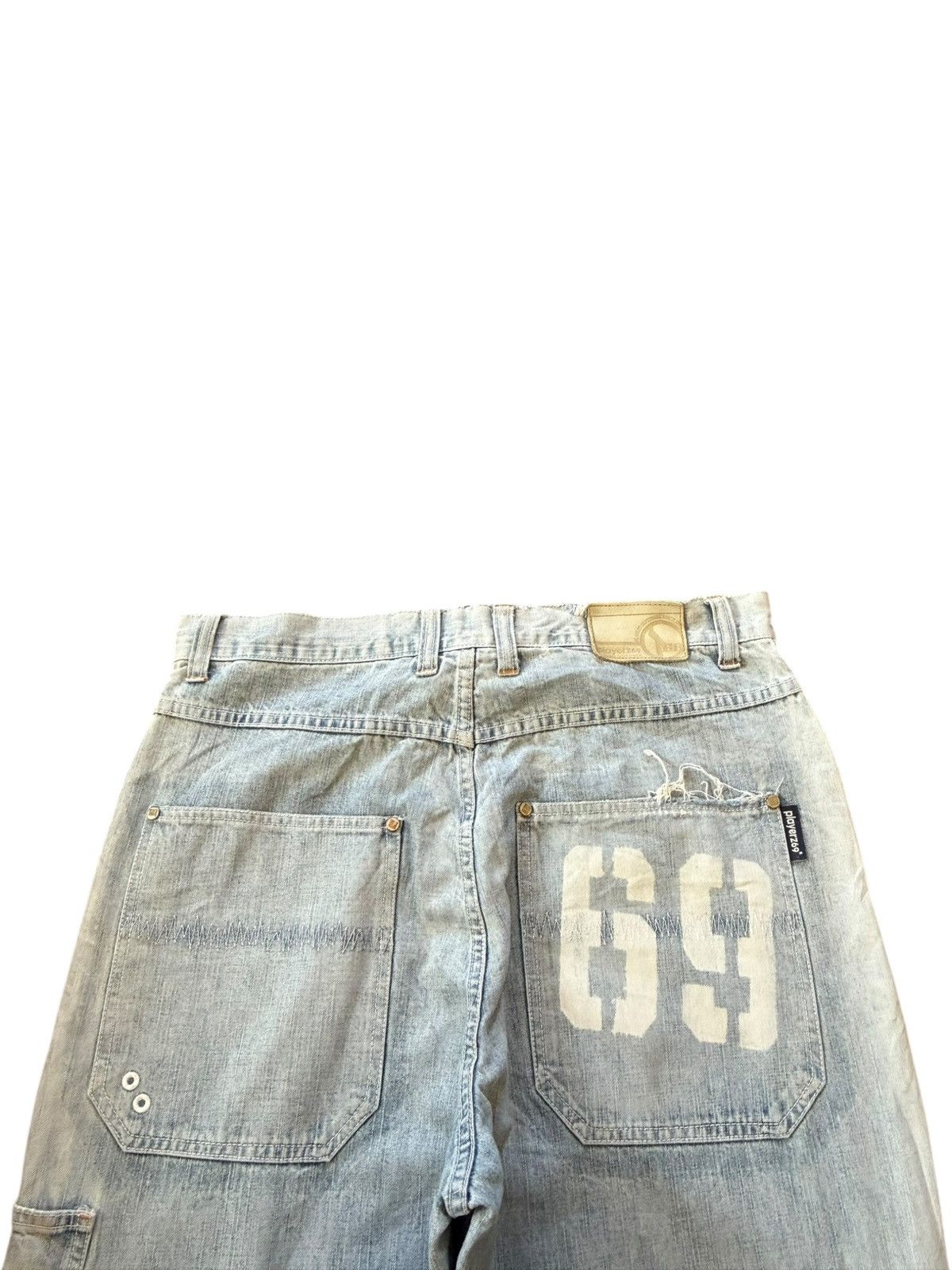 Fubu Vintage Japanese Brand Carpenter Cargo Distress Baggy Jeans Size US 35 - 3 Thumbnail