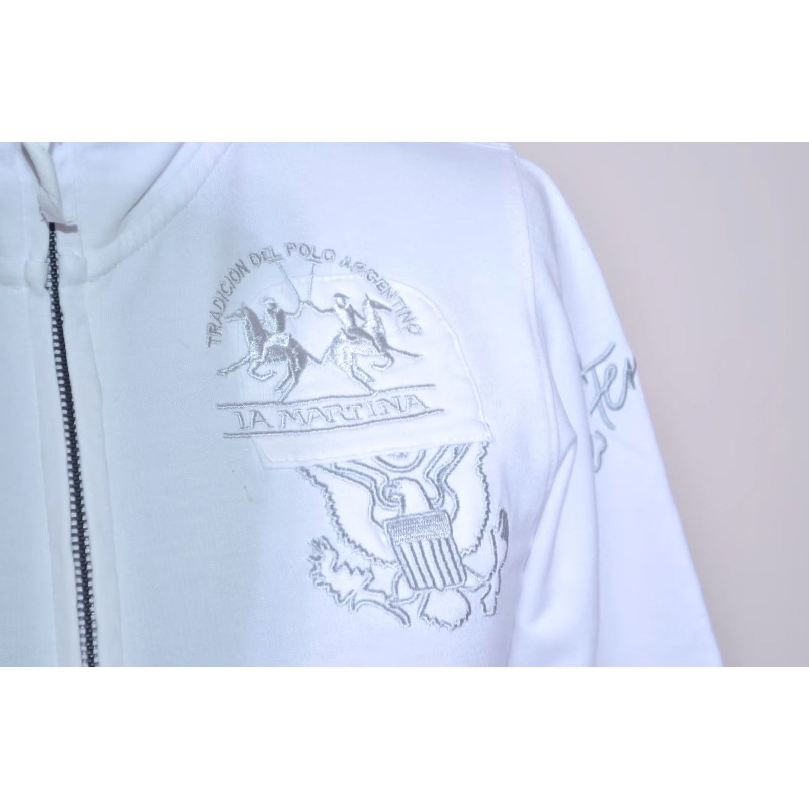 La Martina La Martina Womens White Full Zip Sweatshirt Jacket Embroidered Logo High Neck M Size M / US 6-8 / IT 42-44 - 5 Thumbnail