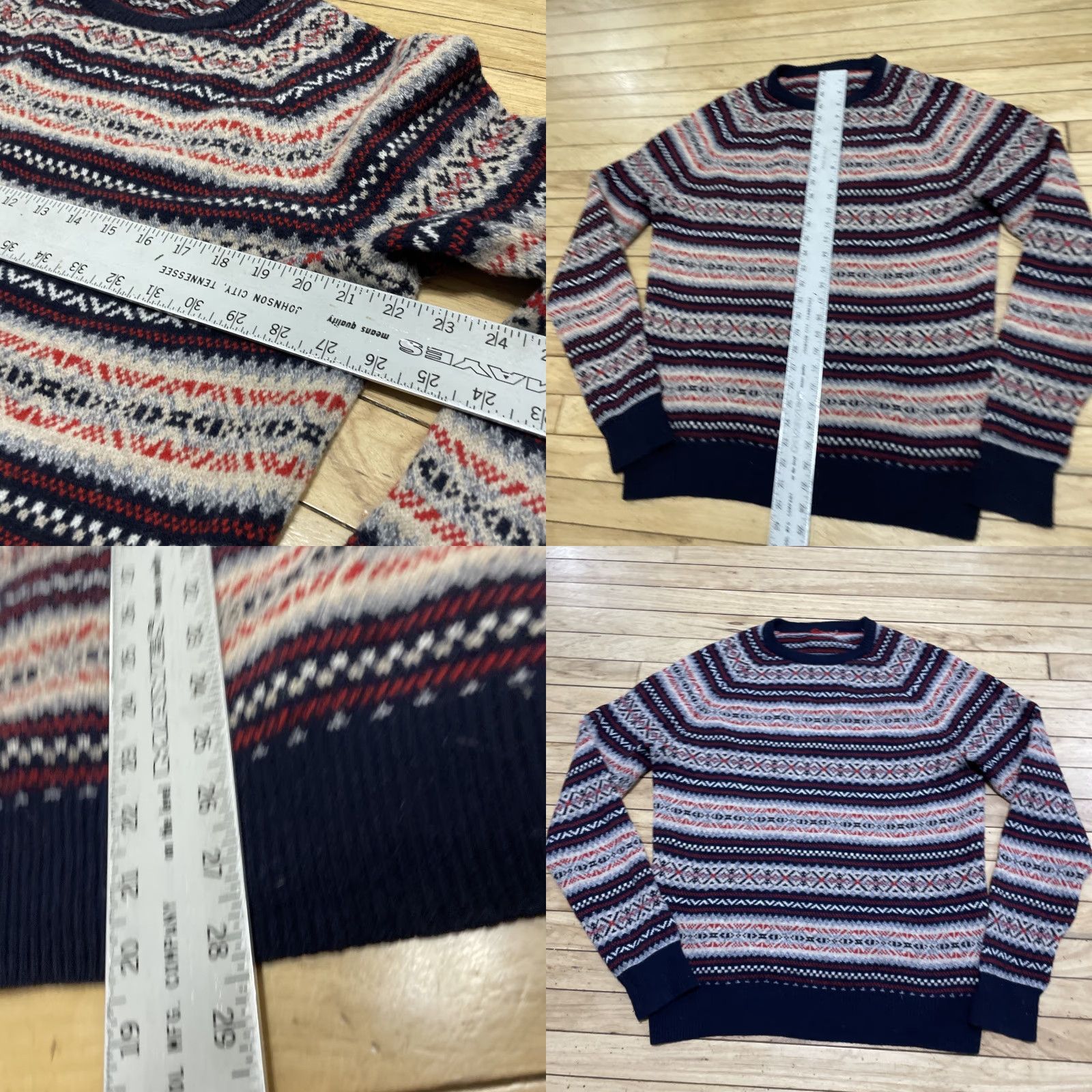 J.Crew VINTAGE J.CREW 100% Wool Fair Isle Sweater Men Adult L Red Blue Cream Nordic Crew Neck Size L / US 10 / IT 46 - 8 Thumbnail