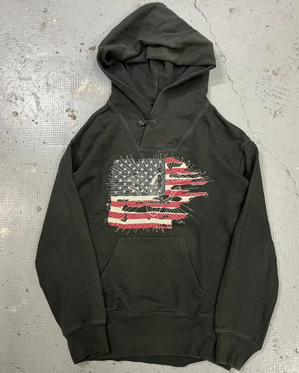 Polo Ralph Lauren 2010s Ralph Lauren Olive Distressed American Flag Hoodie Size US M / EU 48-50 / 2 - 1 Thumbnail