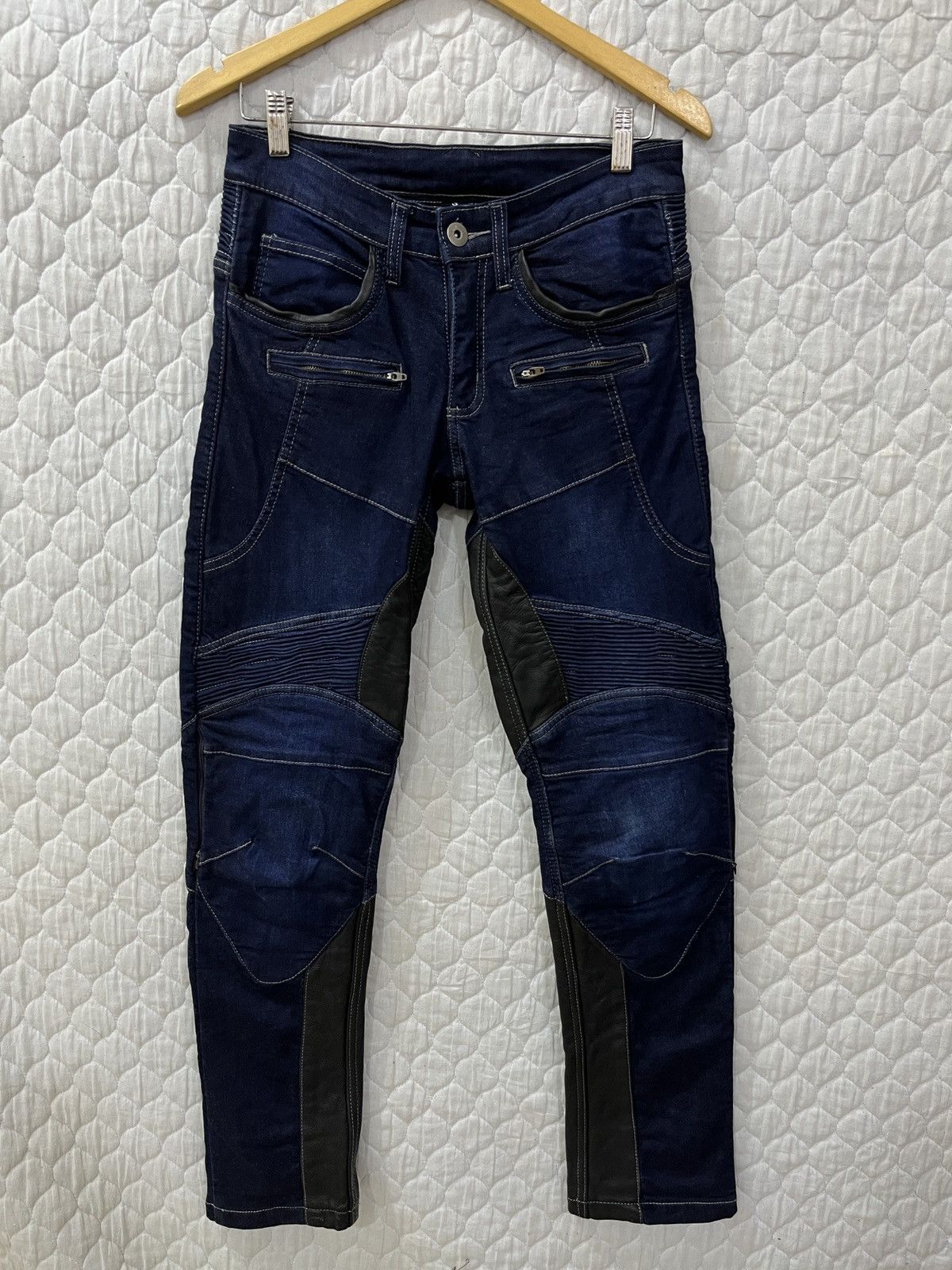 Designer (Xxxx)🔥🔥THE DEGNER CLASSIC KYOTO DENIM LEATHER BIKER PANTS Size US 30 / EU 46 - 1 Thumbnail