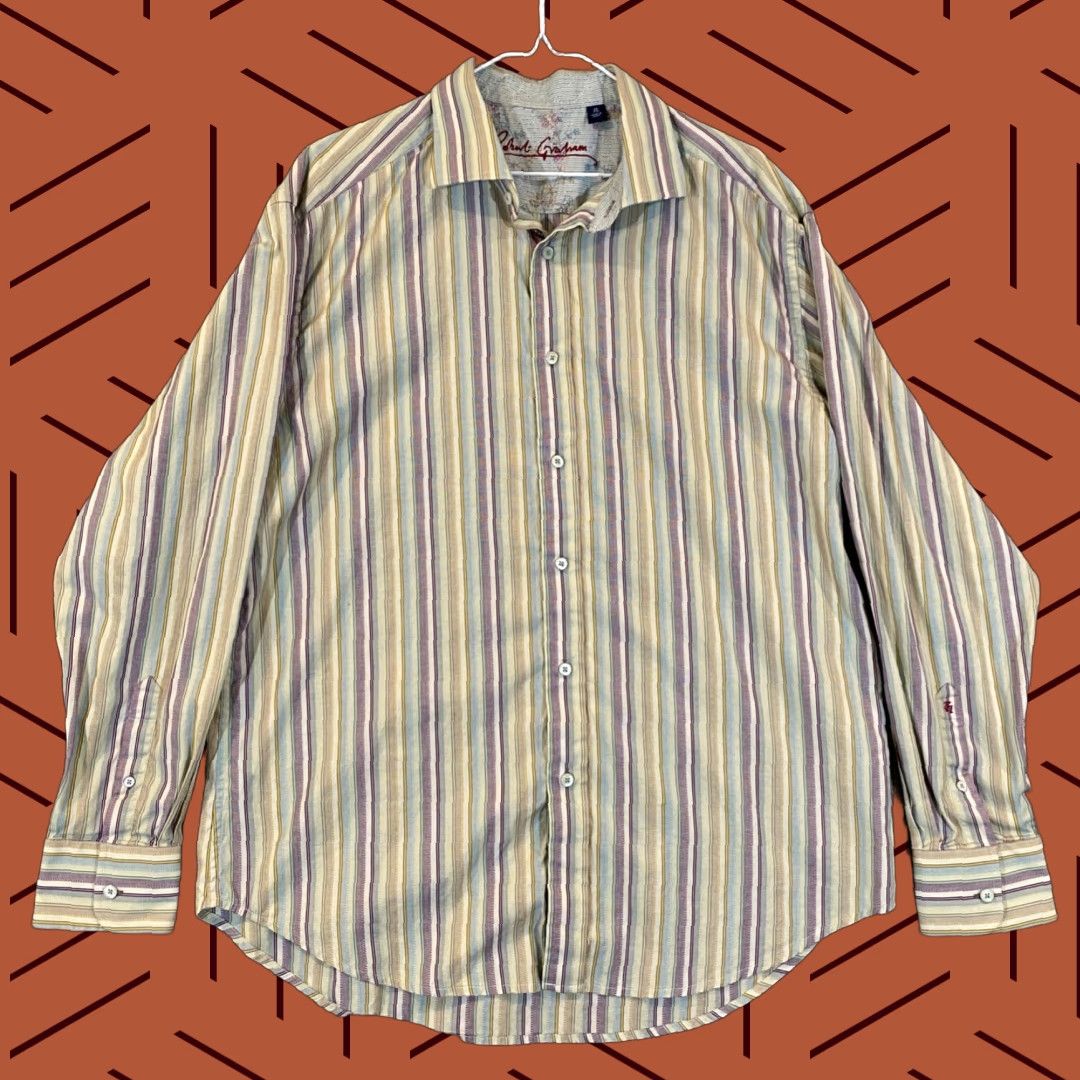 Robert Graham Robert Graham Shirt Mens XL Multicolor Vertical Striped Button Up Dress Top L/S Size US XL / EU 56 / 4 - 1 Thumbnail