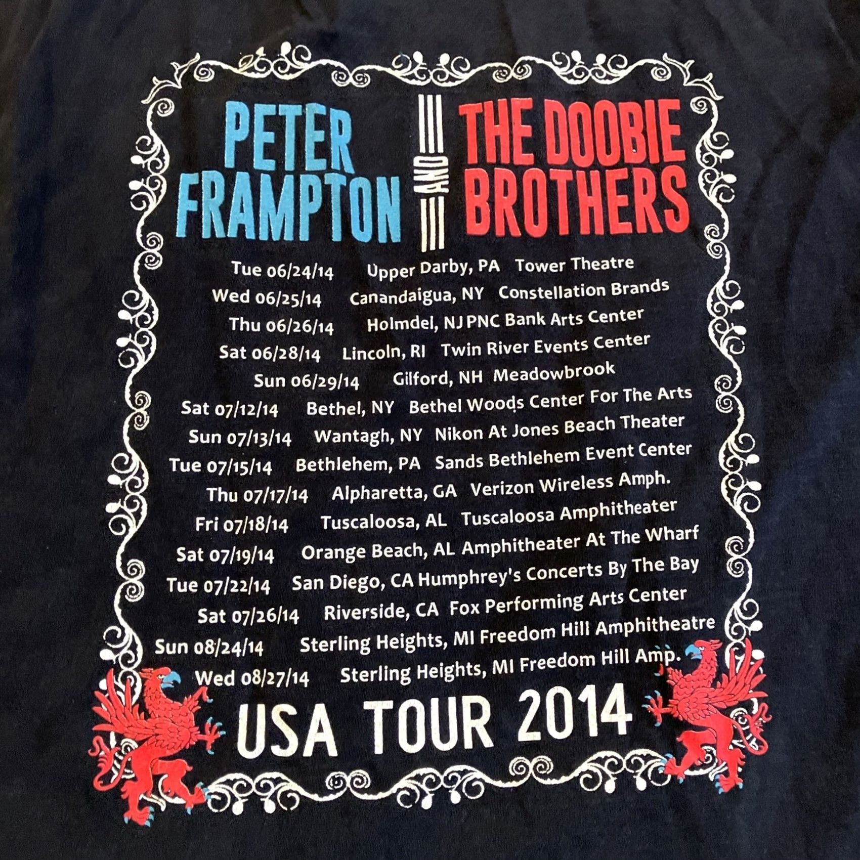 Fruit Of The Loom VINTAGE Peter Frampton & The Doobies Brothers USA Tour T Shirt XXL Mens Black 2014 2XL Fruit of the Loom Size US XXL / EU 58 / 5 - 4 Thumbnail