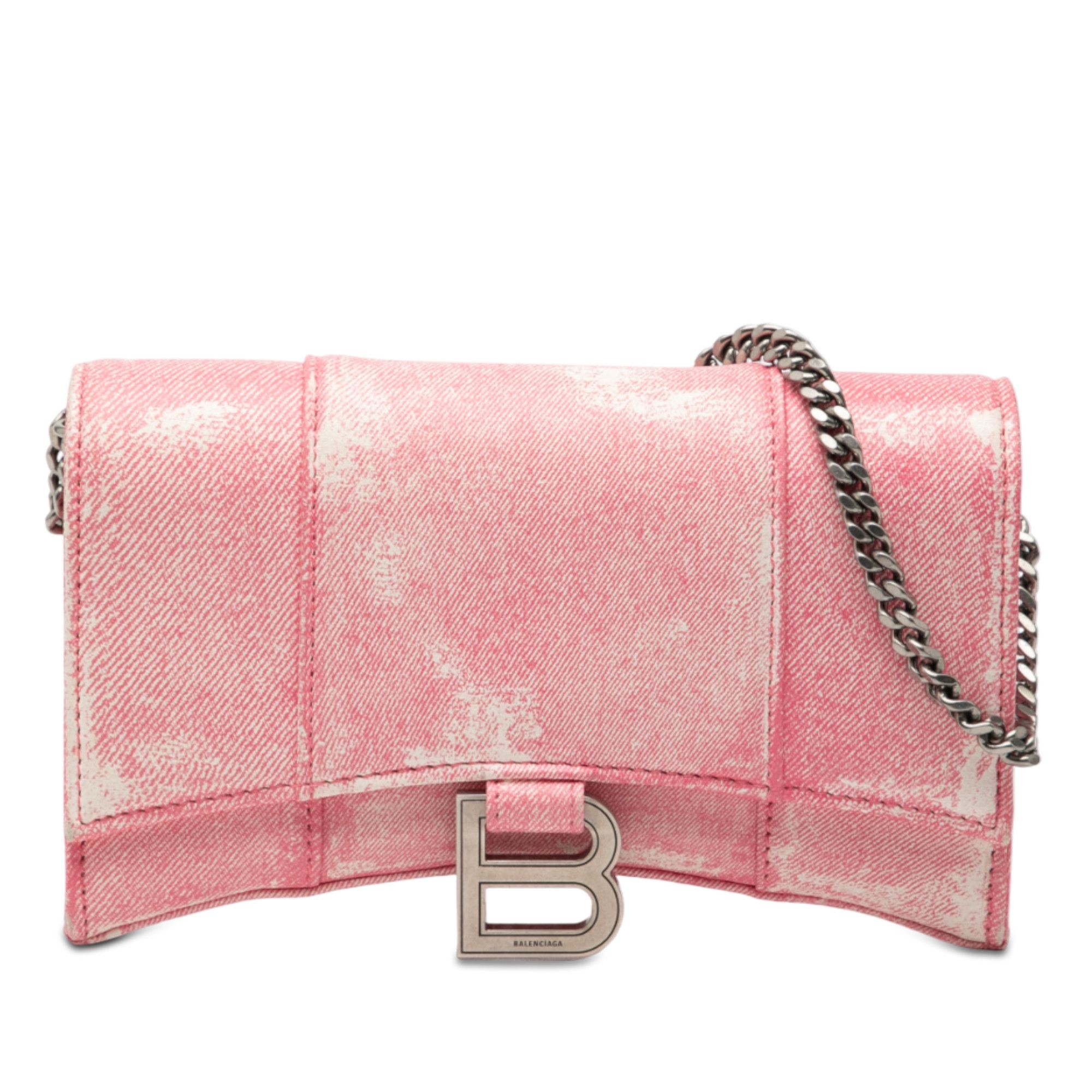 Balenciaga Balenciaga Nappa Denim Printed Hourglass Wallet on Chain Size ONE SIZE - 1 Thumbnail