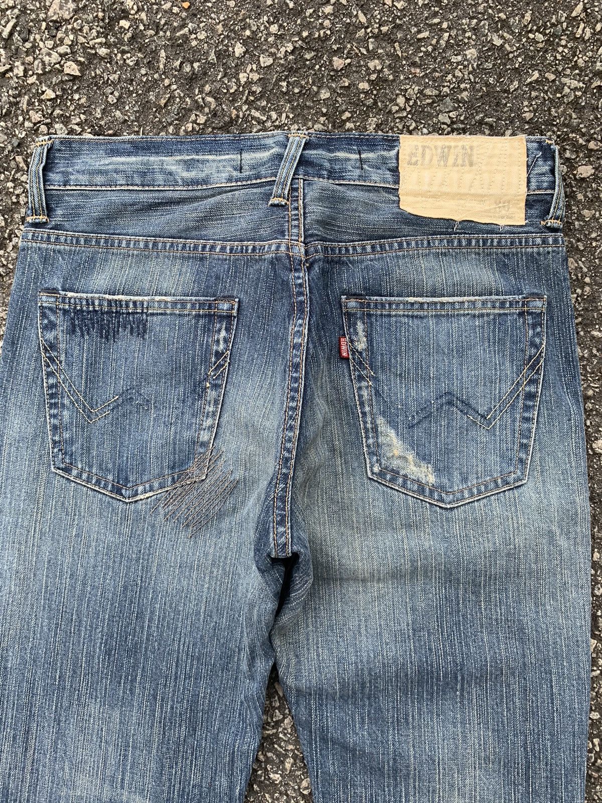 Edwin FLARE💥 EDWIN XV PUNK FADED RUSTY JAPANESE DISTRESSED DENIM🎌☠️ Size US 30 / EU 46 - 7 Thumbnail