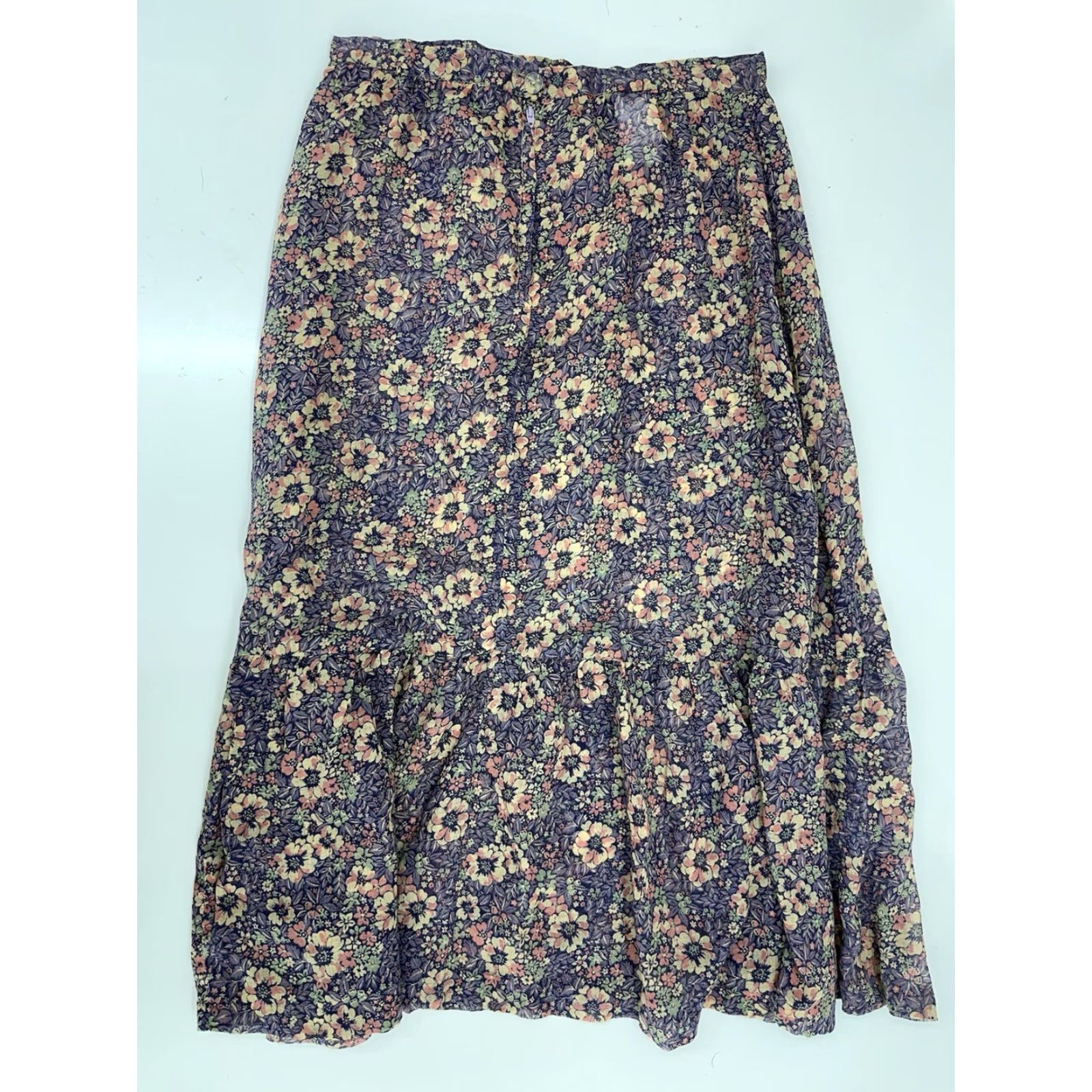 Vintage VINTAGE Jody T of California Womens Skirt Midi Purple Floral 13 Size 13 Cotton Polyester Buttons Zipper Pockets 80s 90s Beach Womens Size 34" / US 12 / IT 48 - 6 Thumbnail