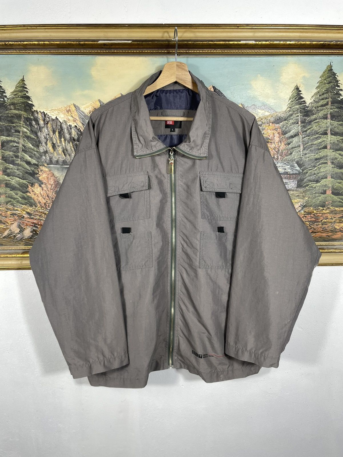 Diesel × Vintage Diesel Indigo Tech Vintage Y2k Zip Jacket Multi Pockets Swag Size US L / EU 52-54 / 3 - 1 Thumbnail