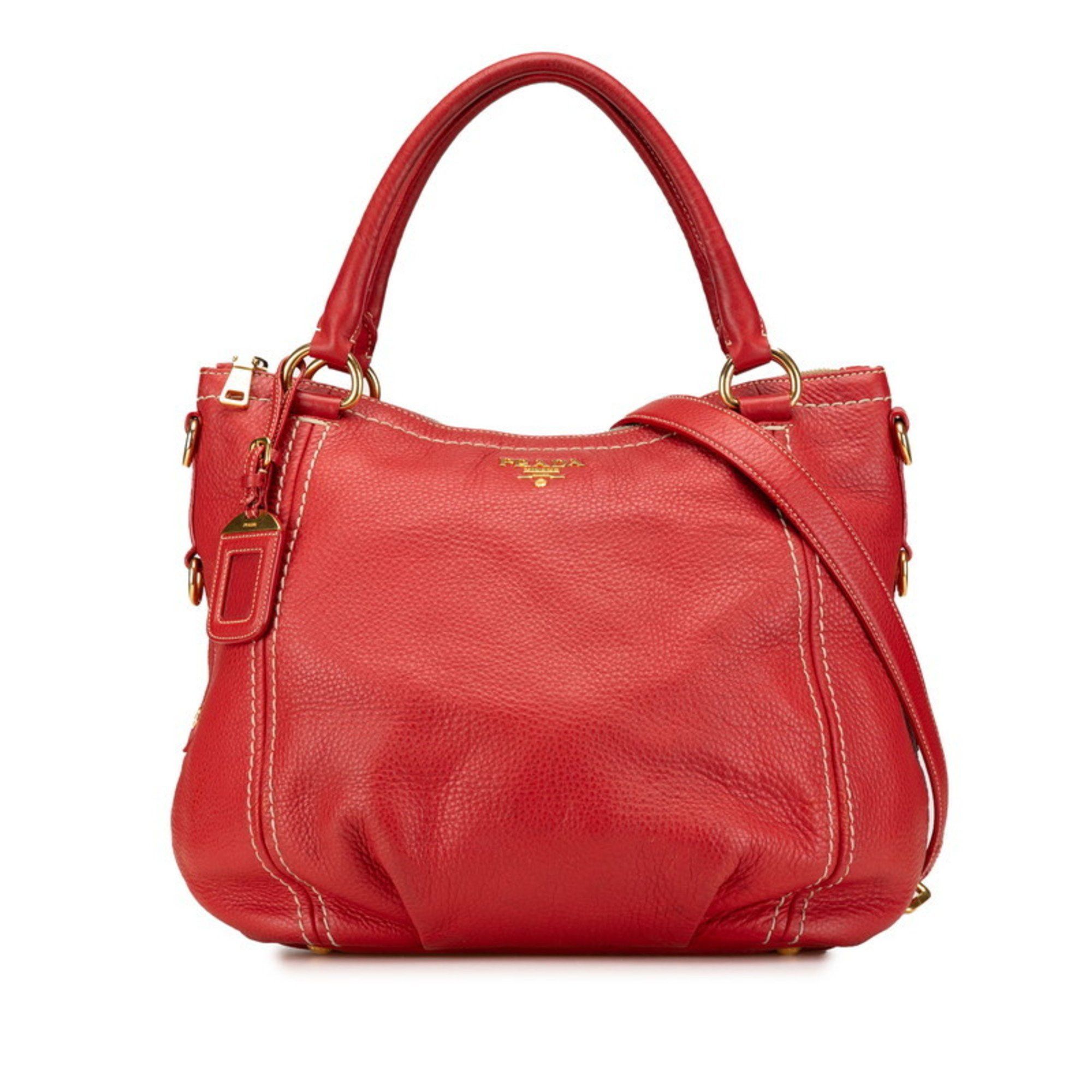 Prada Handbag Shoulder Bag Red Leather Women's Prada