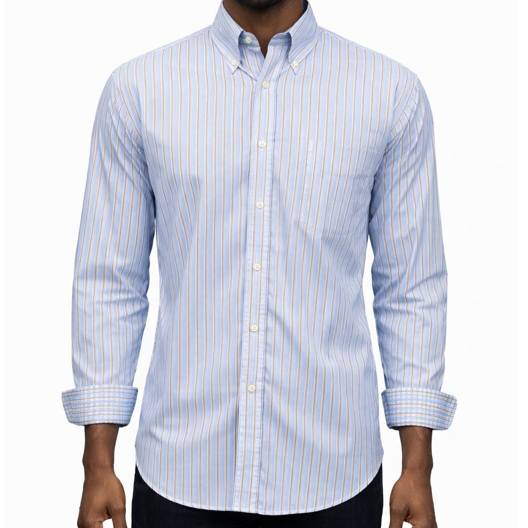 J.McLaughlin J. McLaughlin Shirt Striped Flip Cuff Contrast Collar Button Size US XL / EU 56 / 4 - 1 Thumbnail