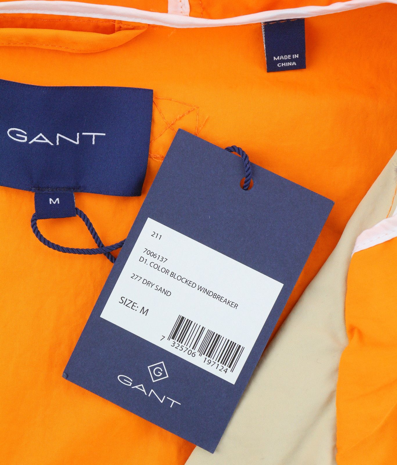 Gant COLOR BLOCKED WINDBREAKER M Dry Sand Hooded Jacket 87277 Size US M / EU 48-50 / 2 - 8 Thumbnail
