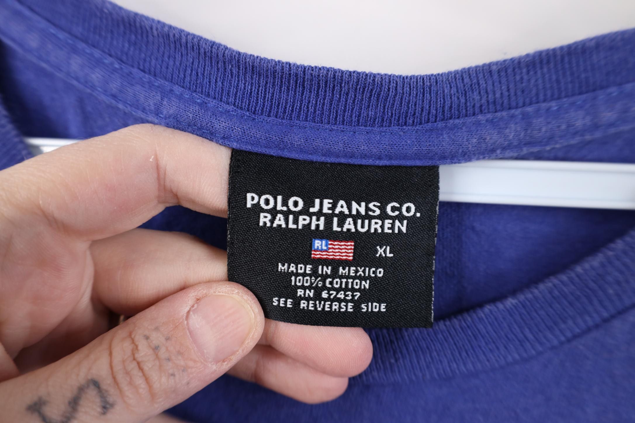 Polo Ralph Lauren Vintage 90s Ralph Lauren Center Logo T-Shirt Blue Cotton Size US XL / EU 56 / 4 - 7 Thumbnail