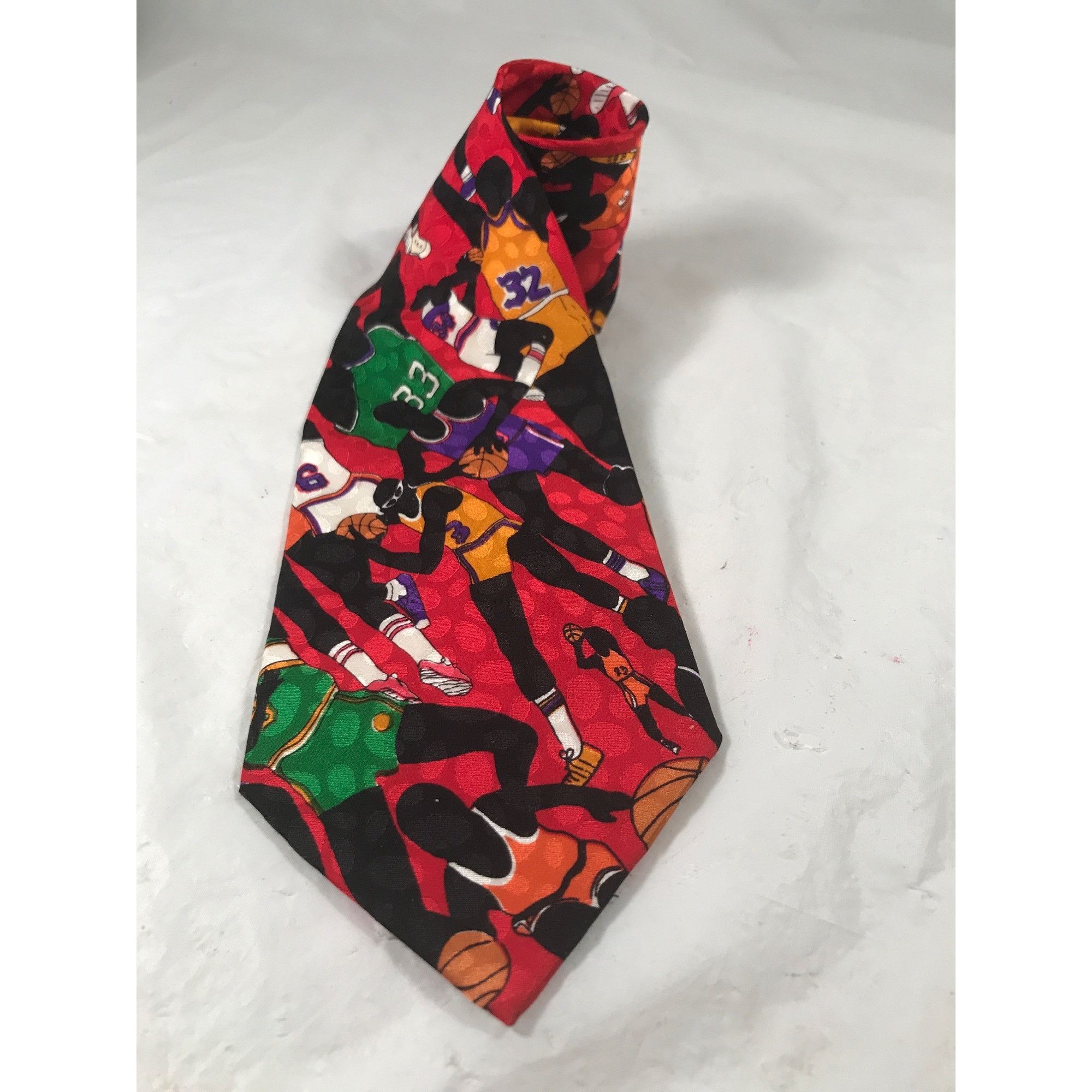 Nicole Miller Nicole Miller Multi Color Silk Men Playing Basketball Tie Size ONE SIZE - 1 Thumbnail