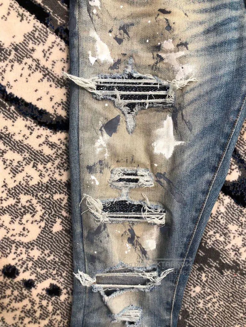 Amiri Amiri Classic Yellow Mud Splatter Blue Diamond Denim Pants Size US 29 - 5 Thumbnail